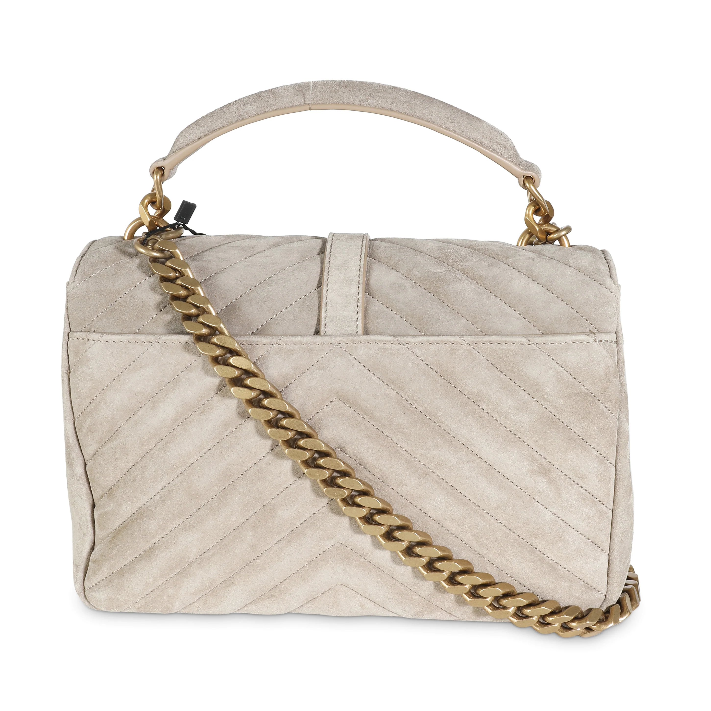 Matt Gold Suede Medium College Bag - Image 4