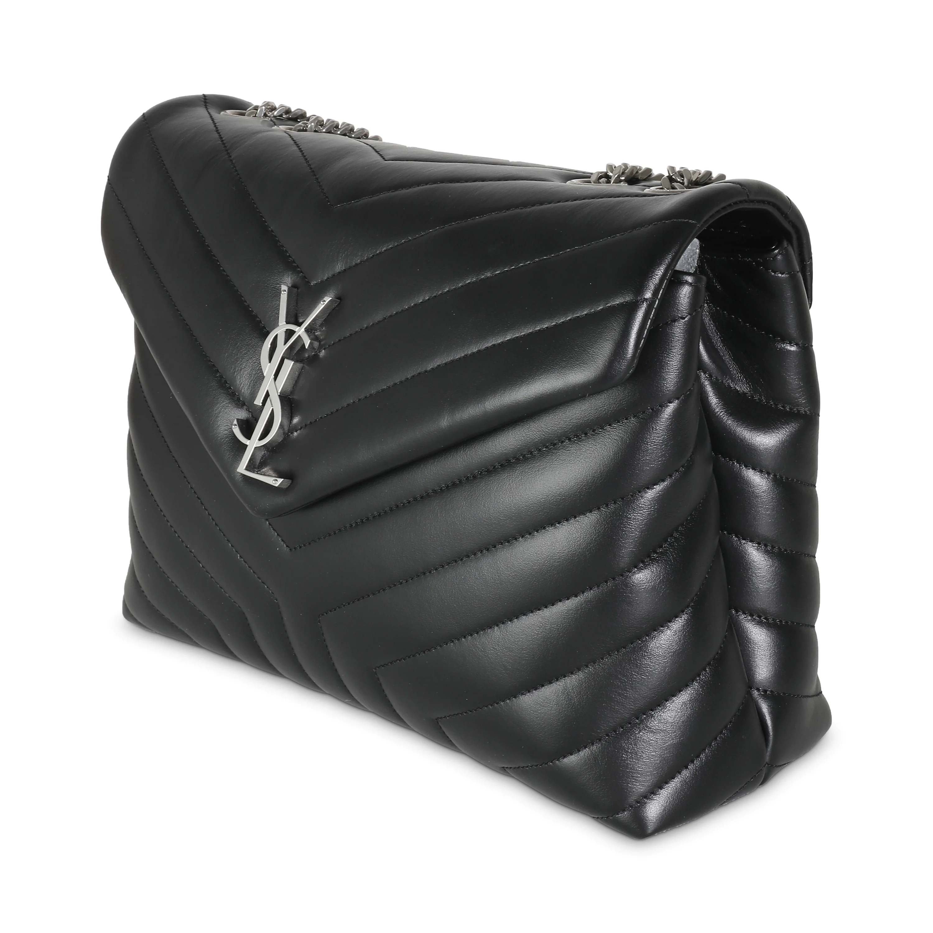 Black Matelassé Lambskin Medium Loulou - Image 2