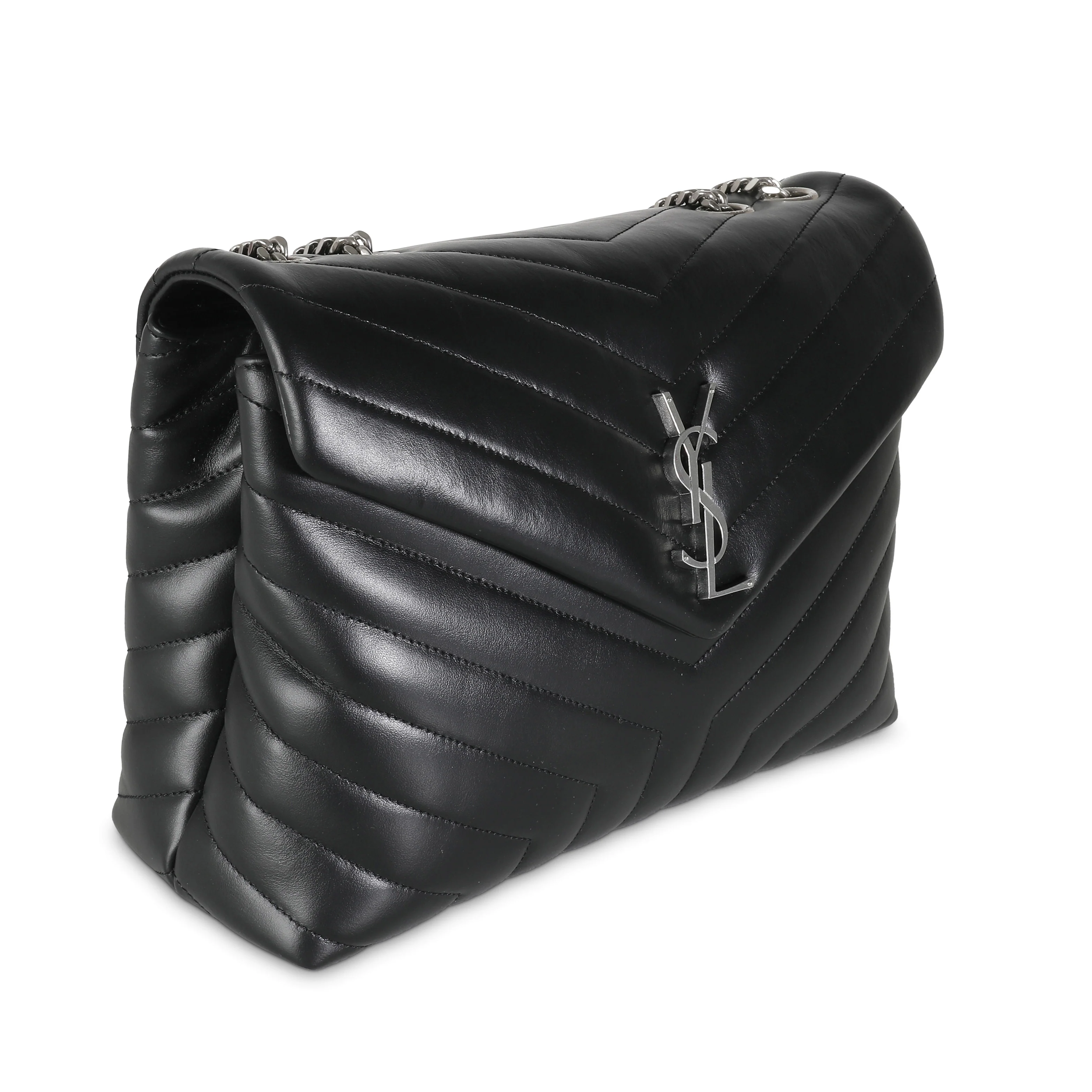 Black Matelassé Lambskin Medium Loulou - Image 3