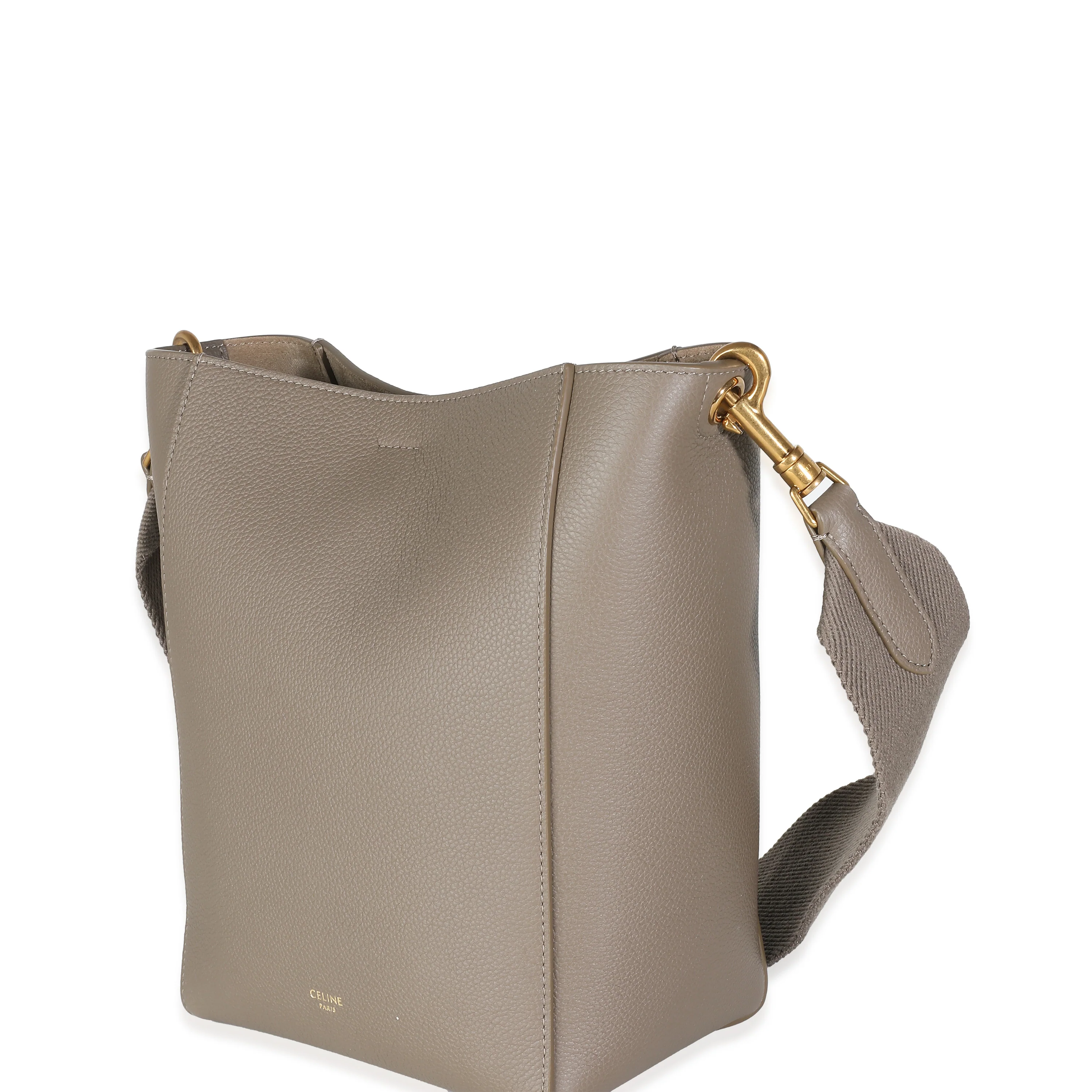 Taupe Soft Grained Calfskin Small Sangle Bucket - Image 2