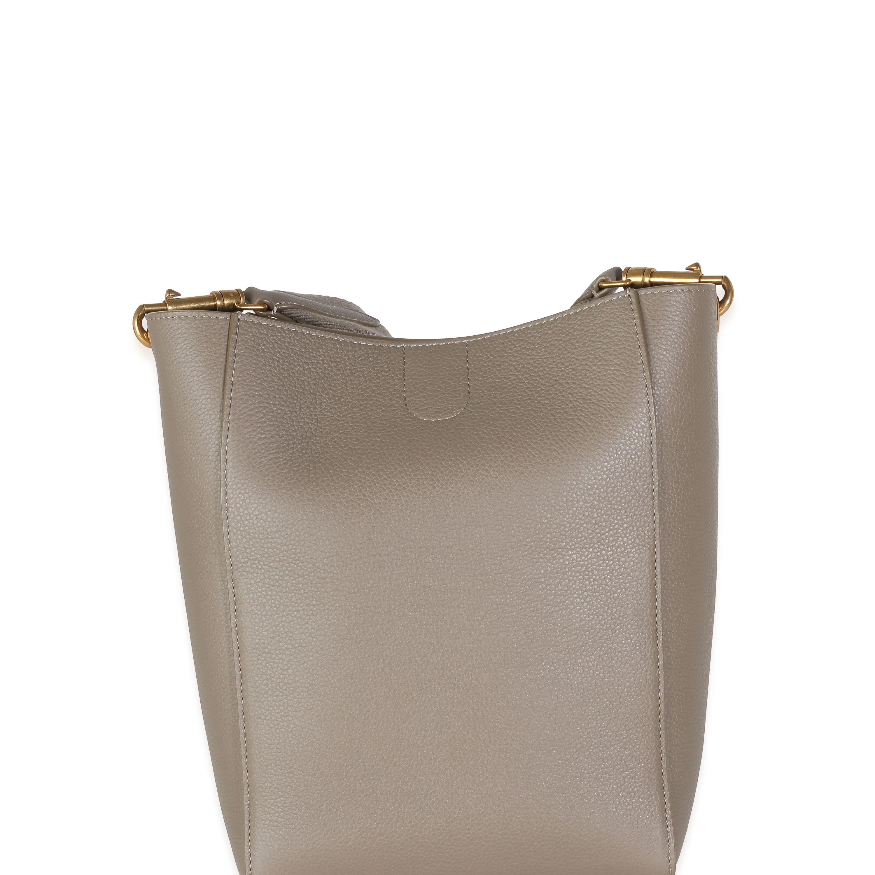 Taupe Soft Grained Calfskin Small Sangle Bucket - Image 4
