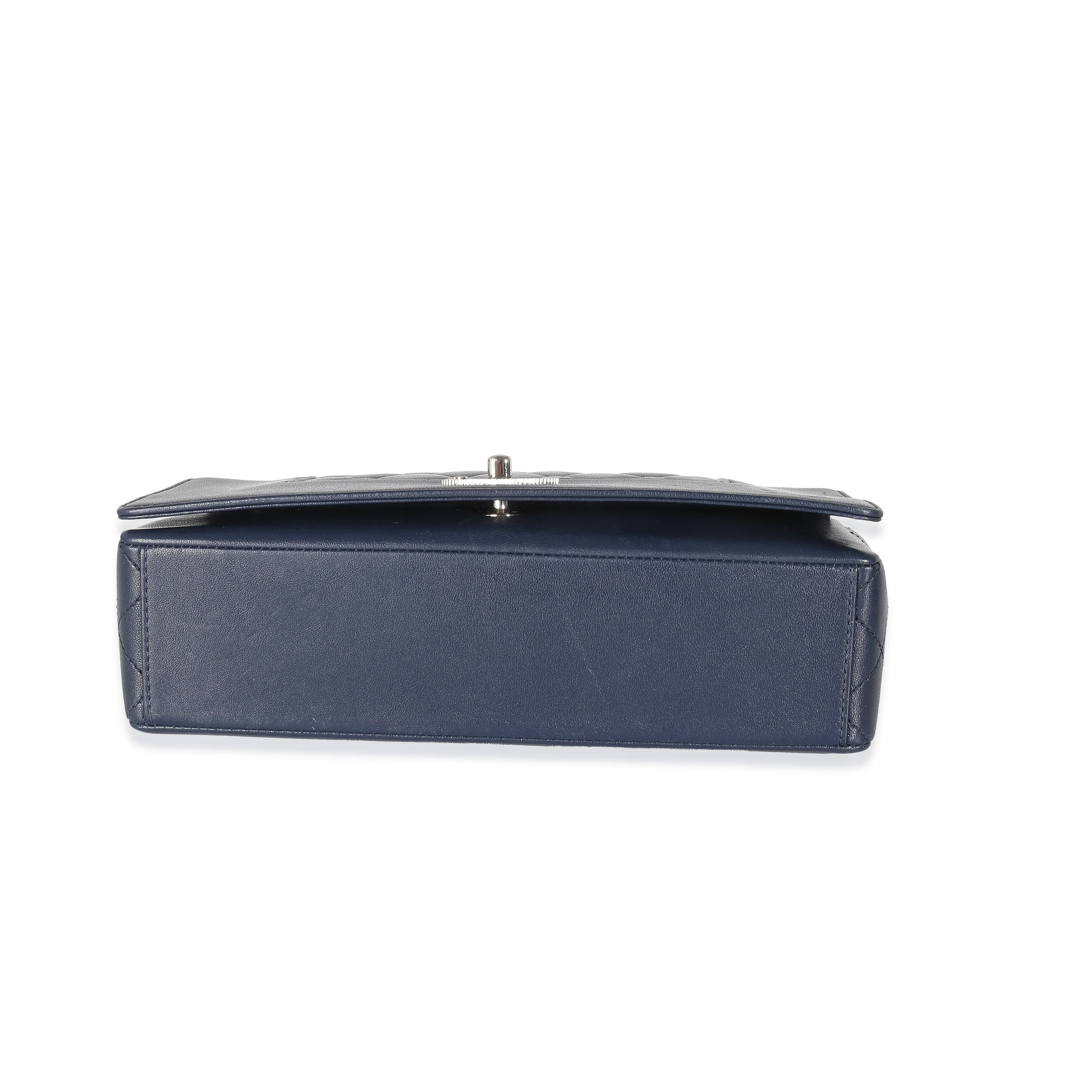 Navy Quilted Sheepskin Large Vintage Mademoiselle Flap Bag - Image 5