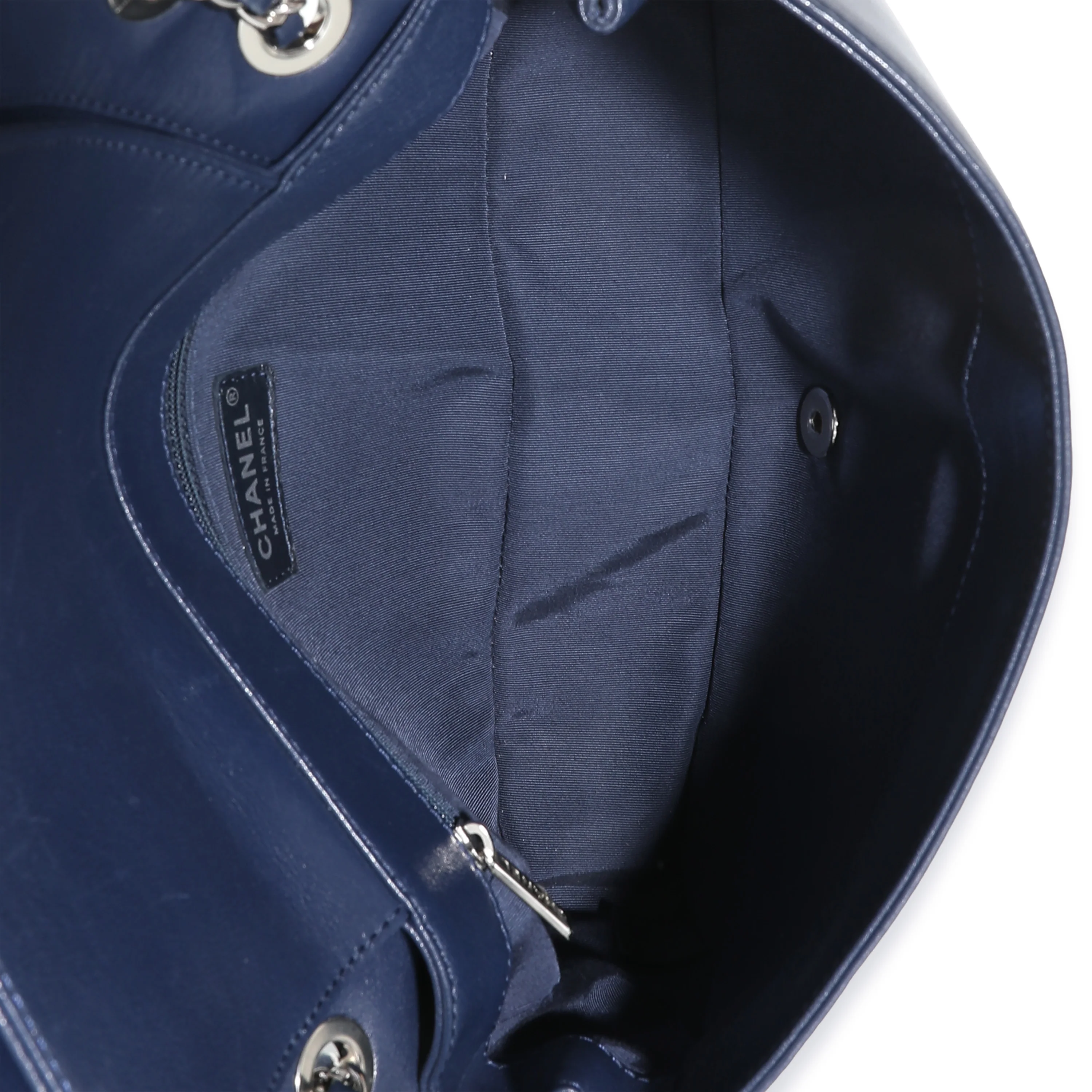 Navy Quilted Sheepskin Large Vintage Mademoiselle Flap Bag - Image 9