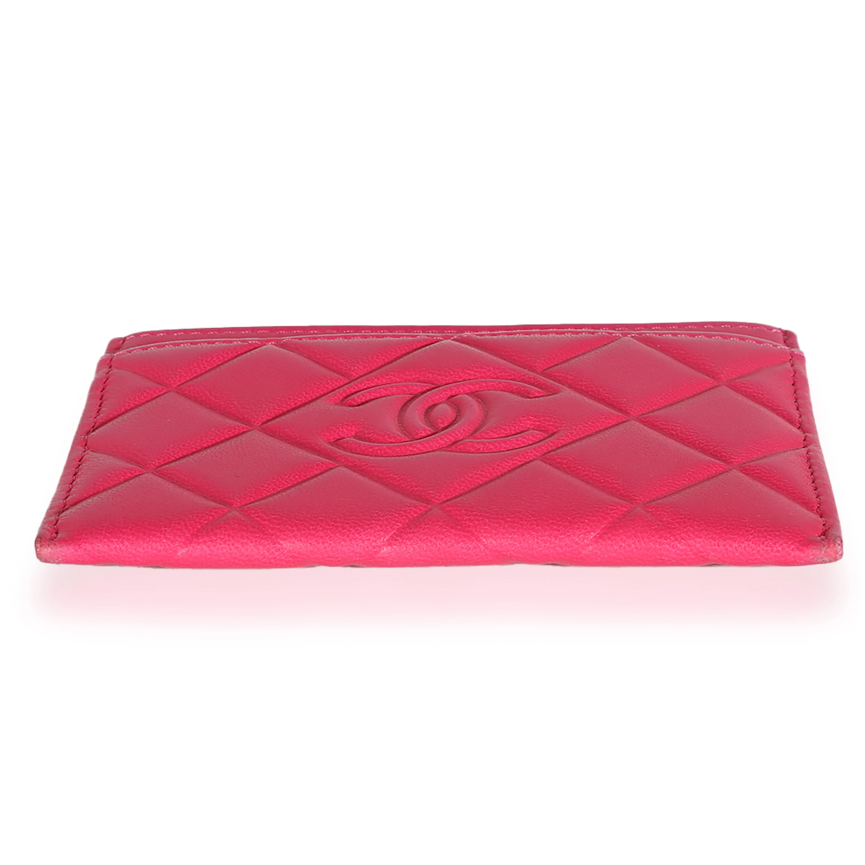 Pink Quilted Lambskin CC Diamond Stitch Card Case - Image 5