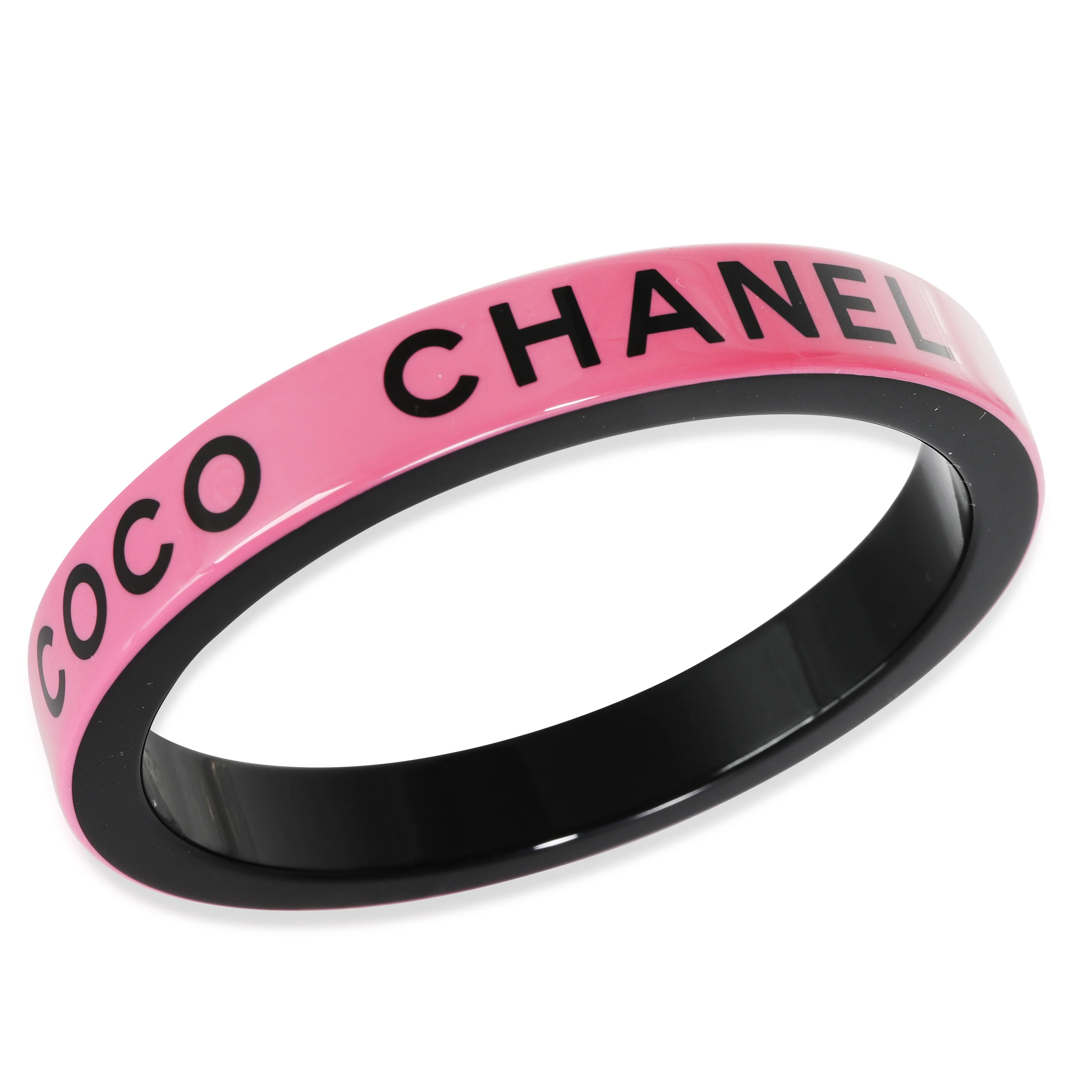 2022 Coco Chanel Pink & Black Resin Bangle - Image 2