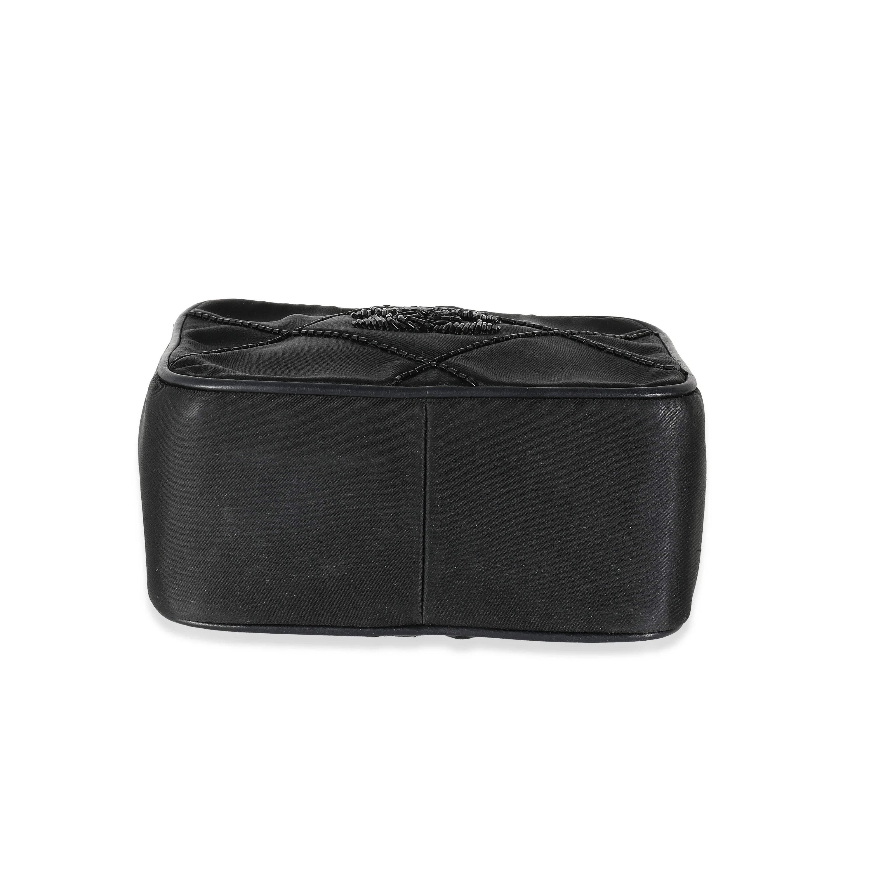 Black Quilted Satin Mini Tassel Camera Bag - Image 5
