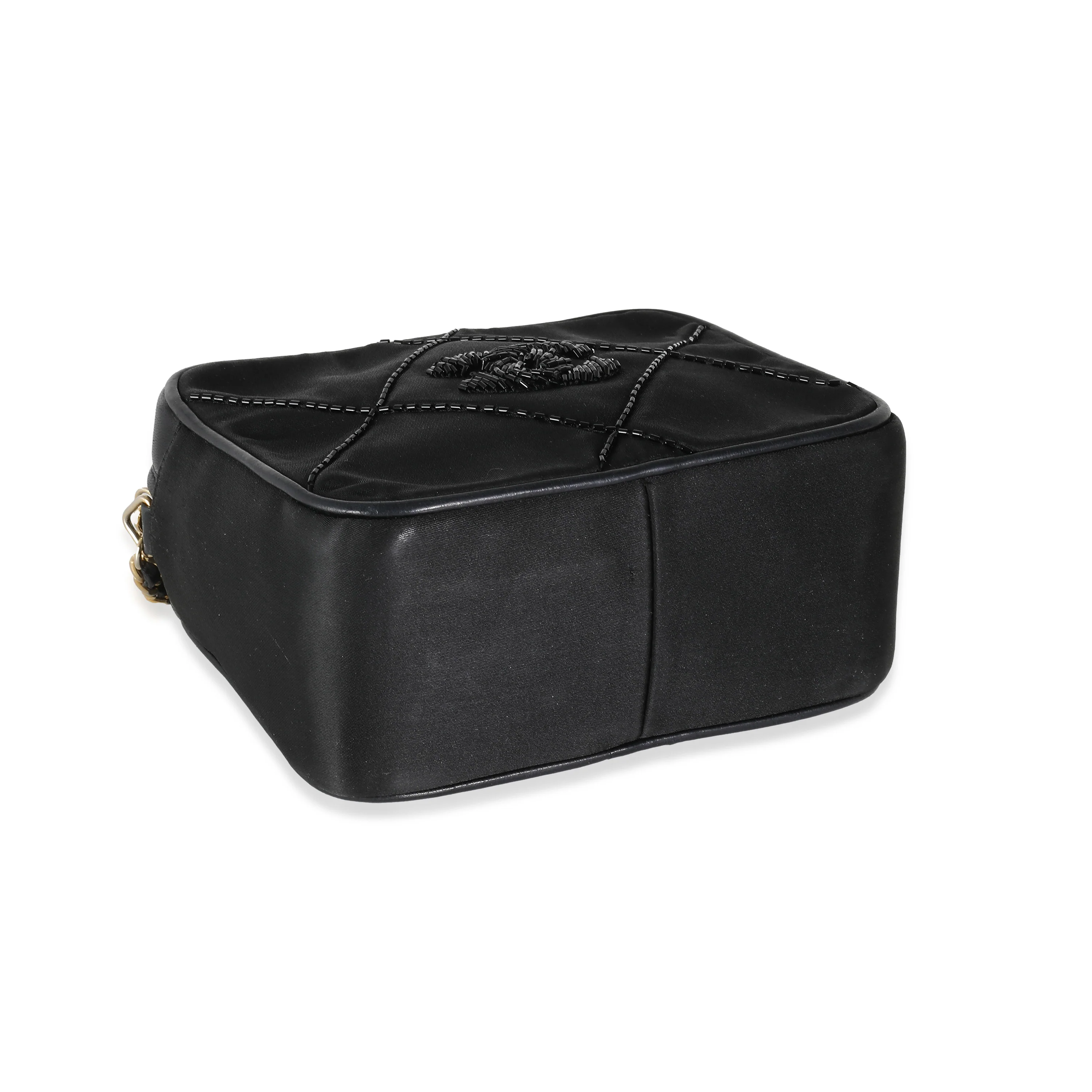 Black Quilted Satin Mini Tassel Camera Bag - Image 6