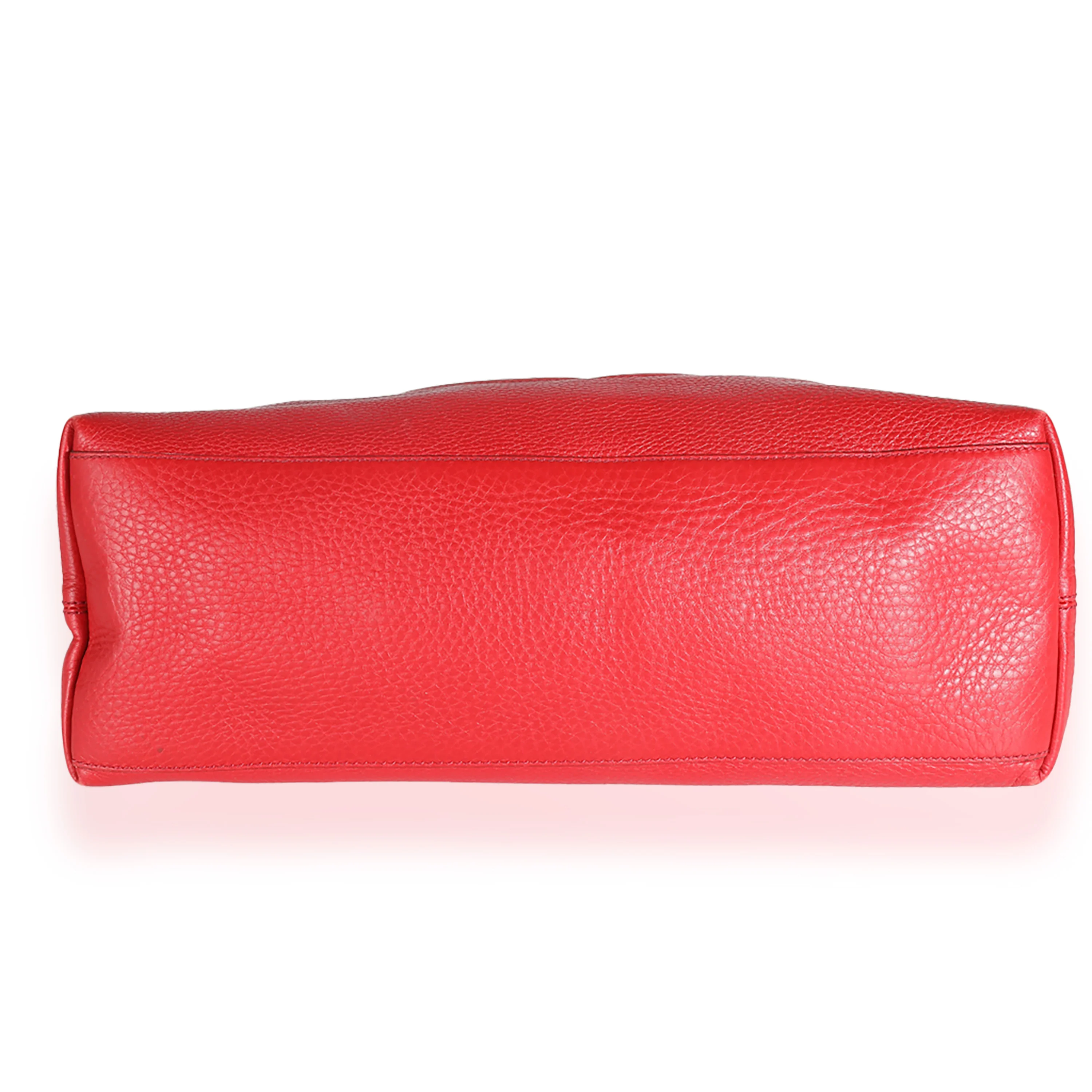 Red Pebbled Calfskin Soho Disco Chain Tote - Image 5