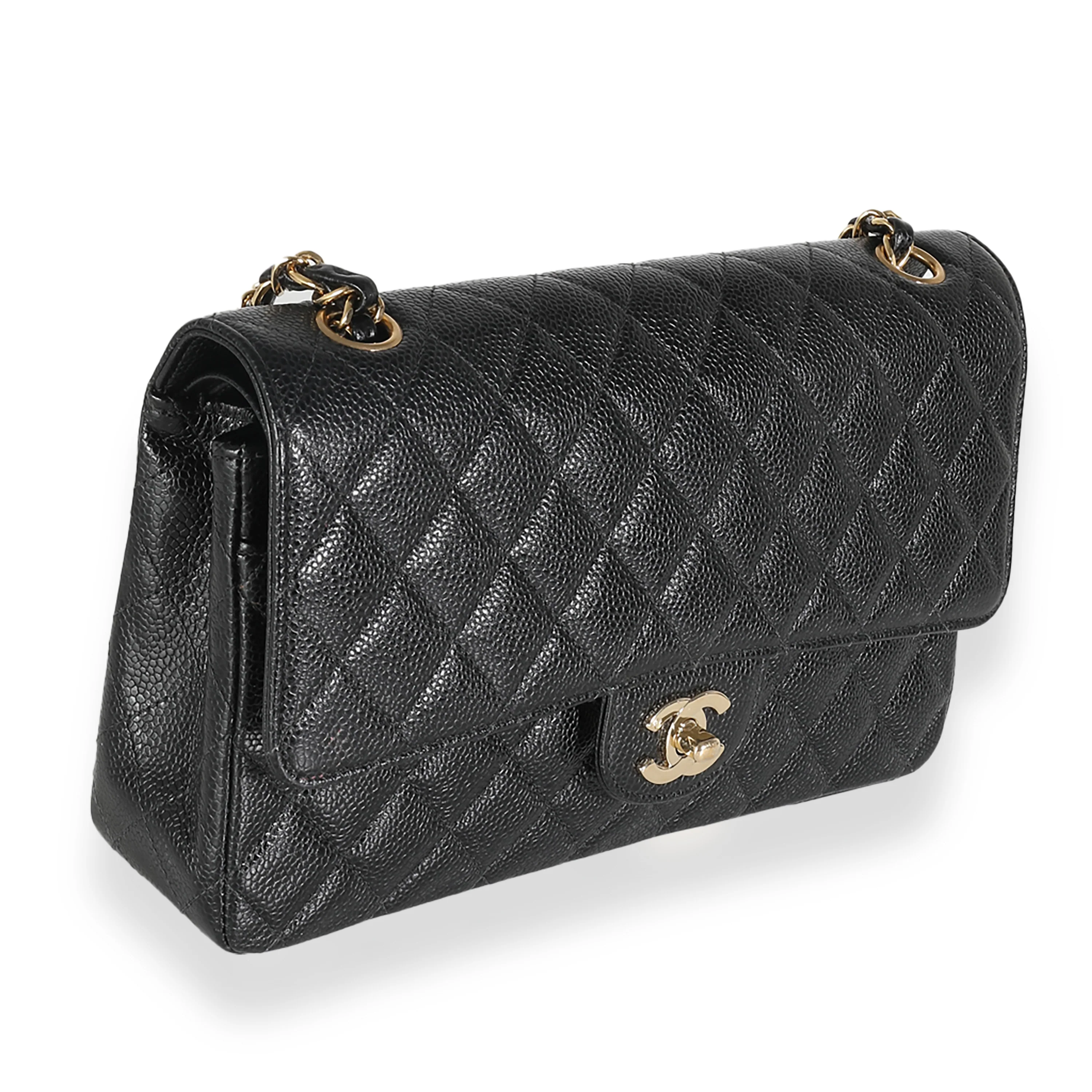 Black Quilted Caviar Medium Classic Double Flap Bag - Image 3