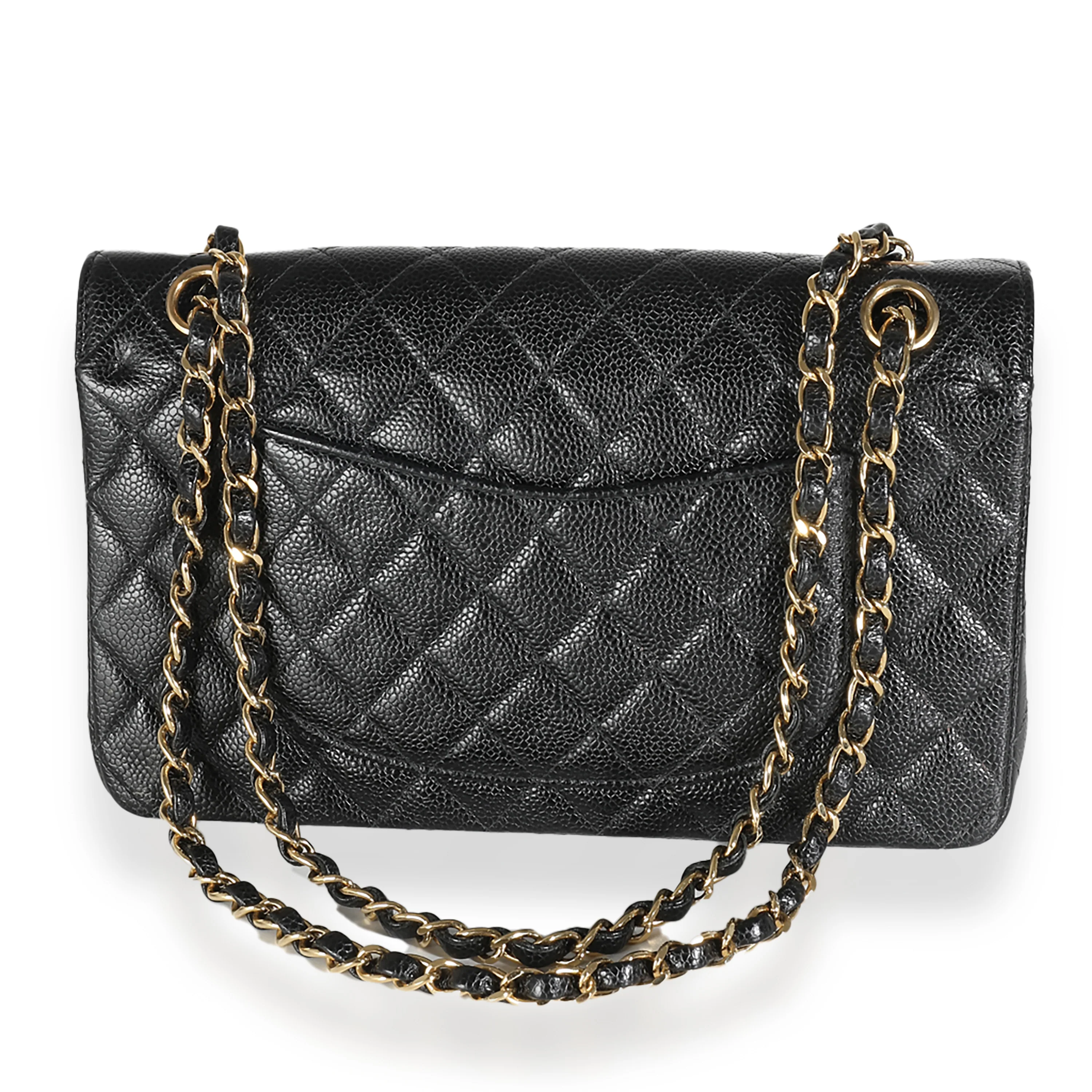 Black Quilted Caviar Medium Classic Double Flap Bag - Image 4