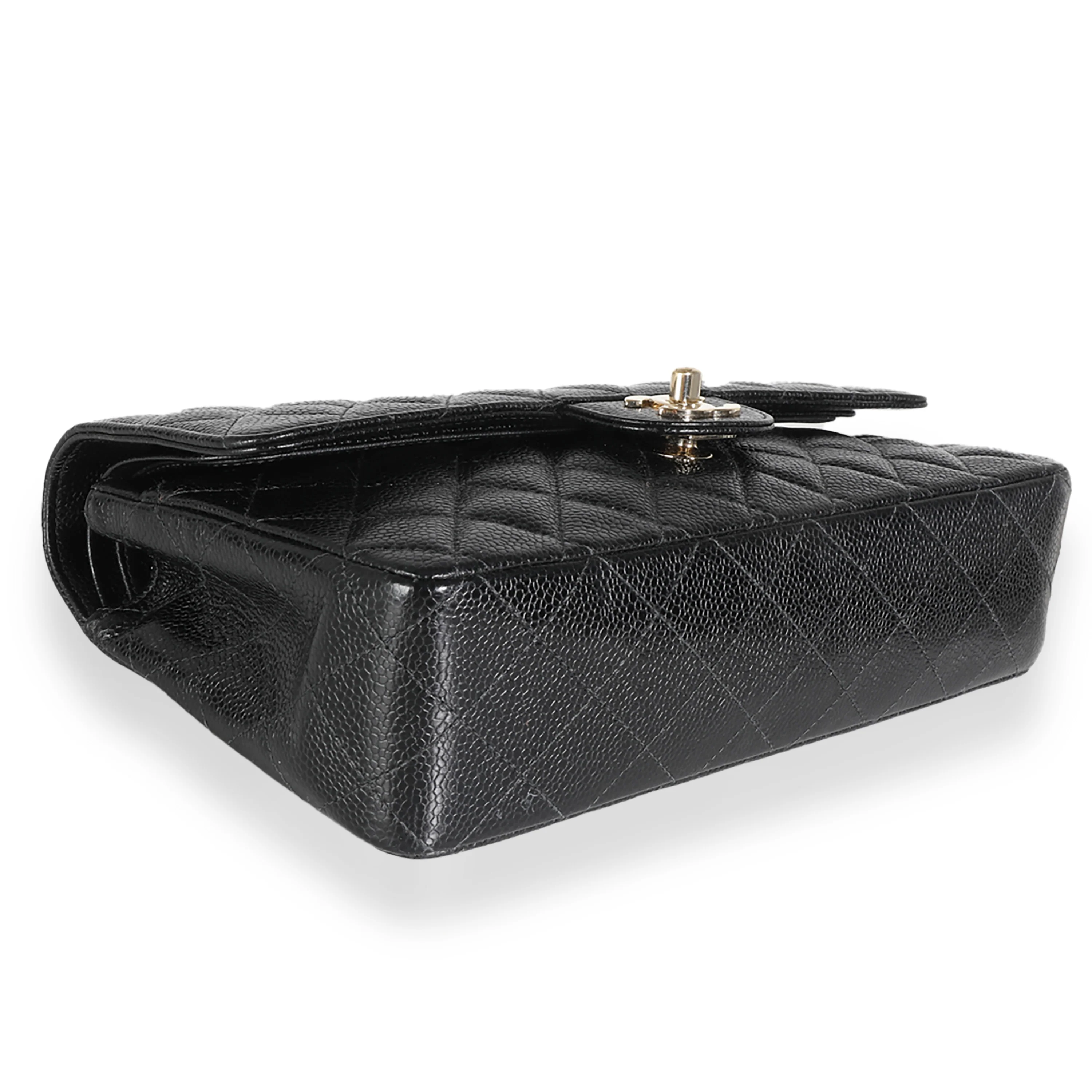 Black Quilted Caviar Medium Classic Double Flap Bag - Image 6