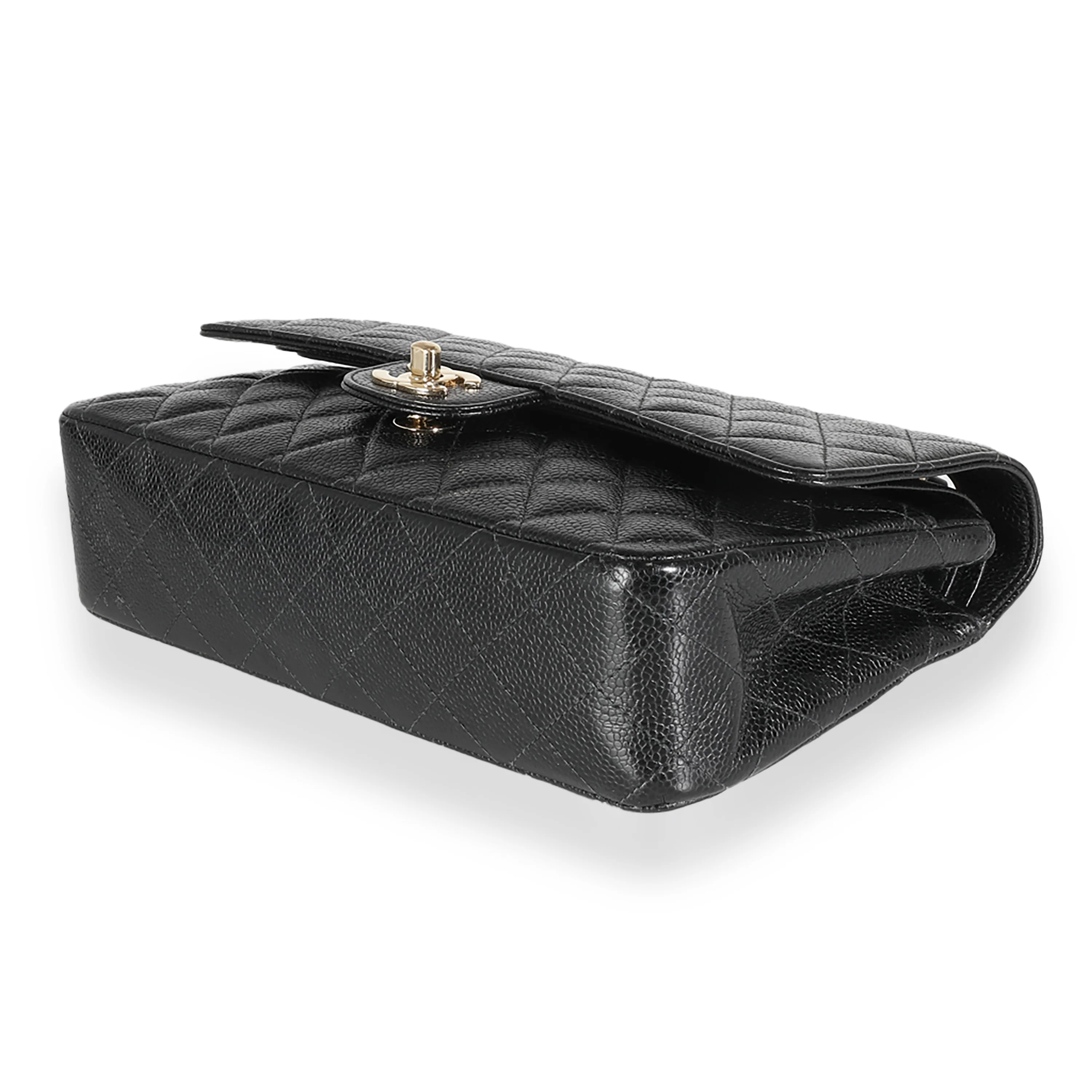 Black Quilted Caviar Medium Classic Double Flap Bag - Image 7