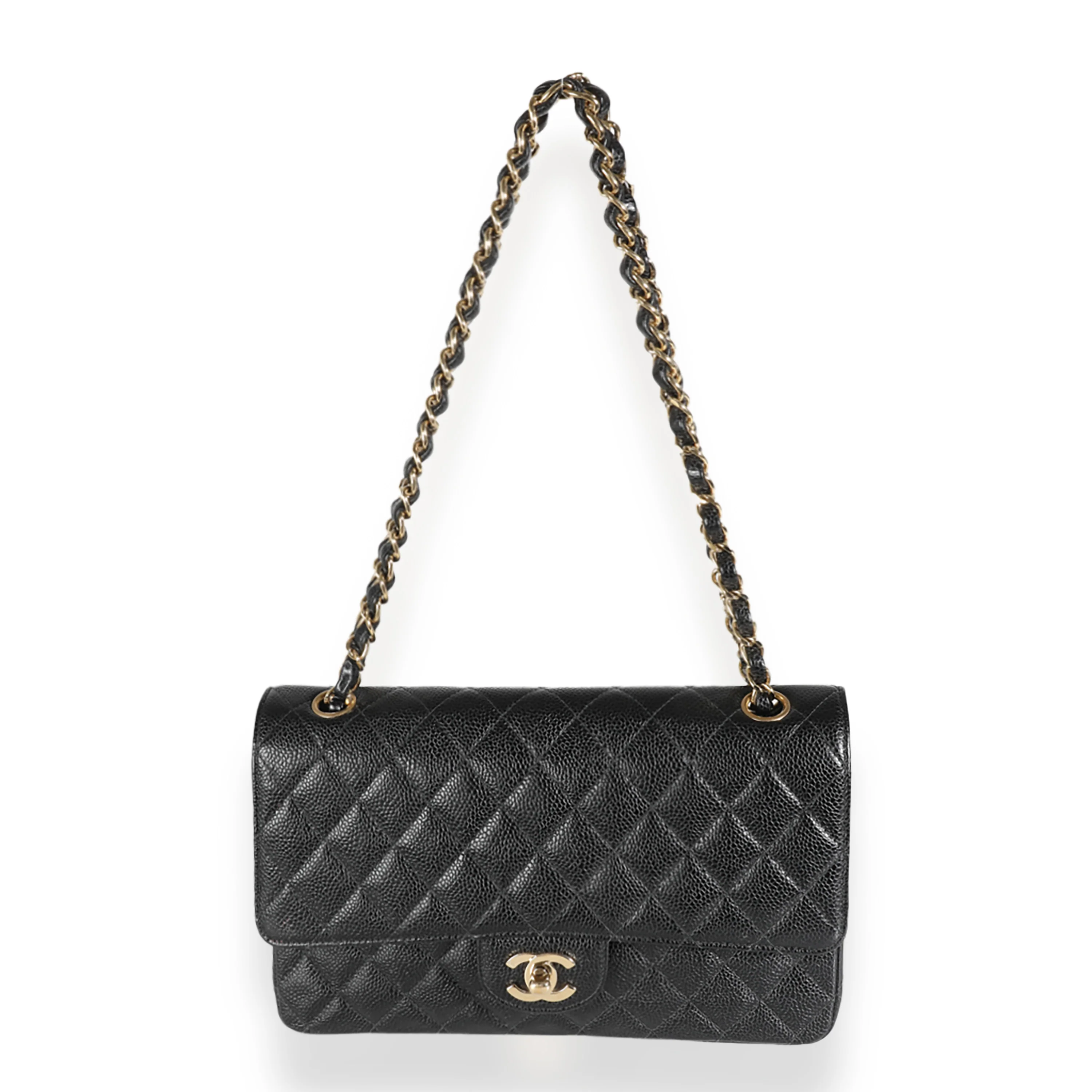 Black Quilted Caviar Medium Classic Double Flap Bag - Image 8