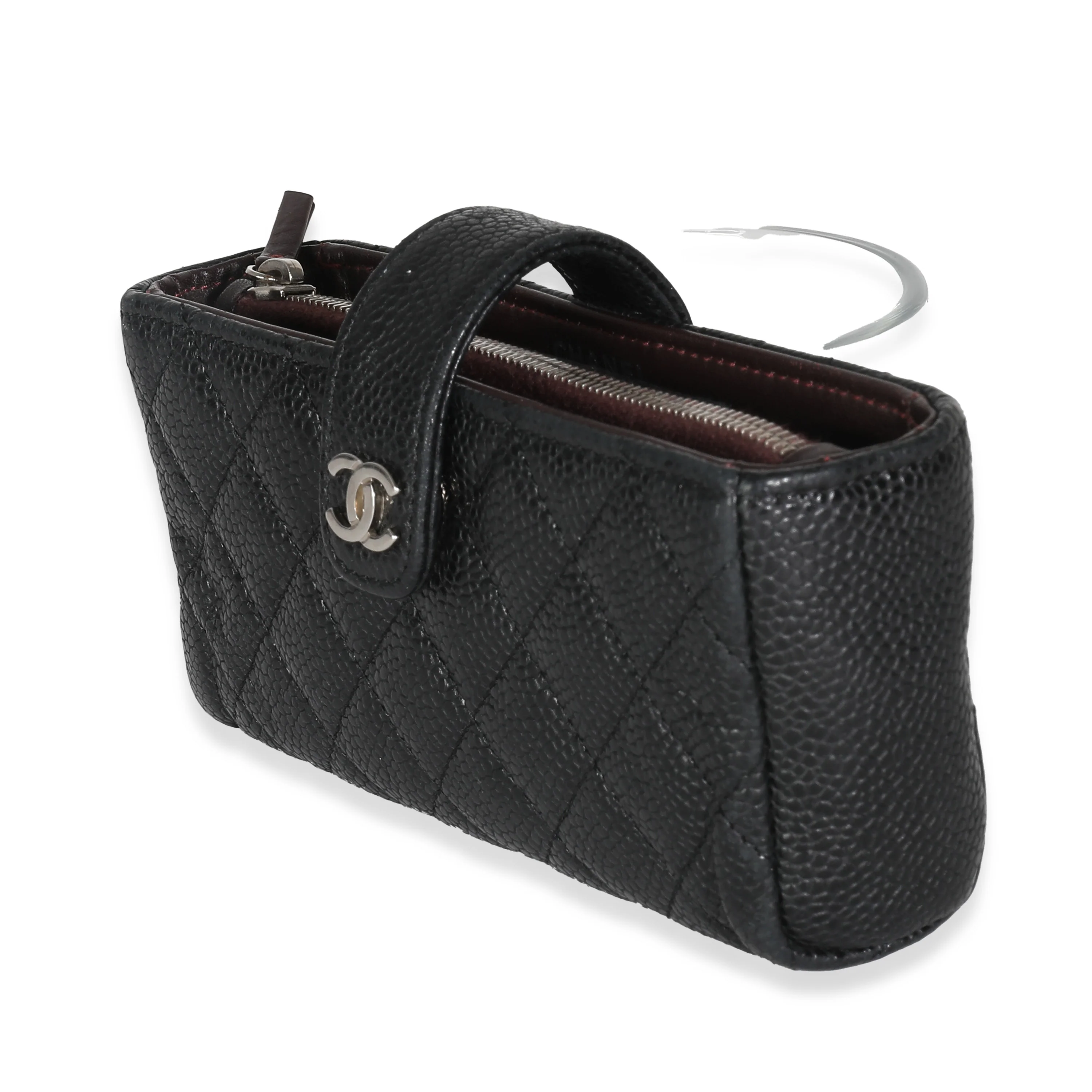 Black Quilted Caviar CC Phone Pouch Handbag - Image 2