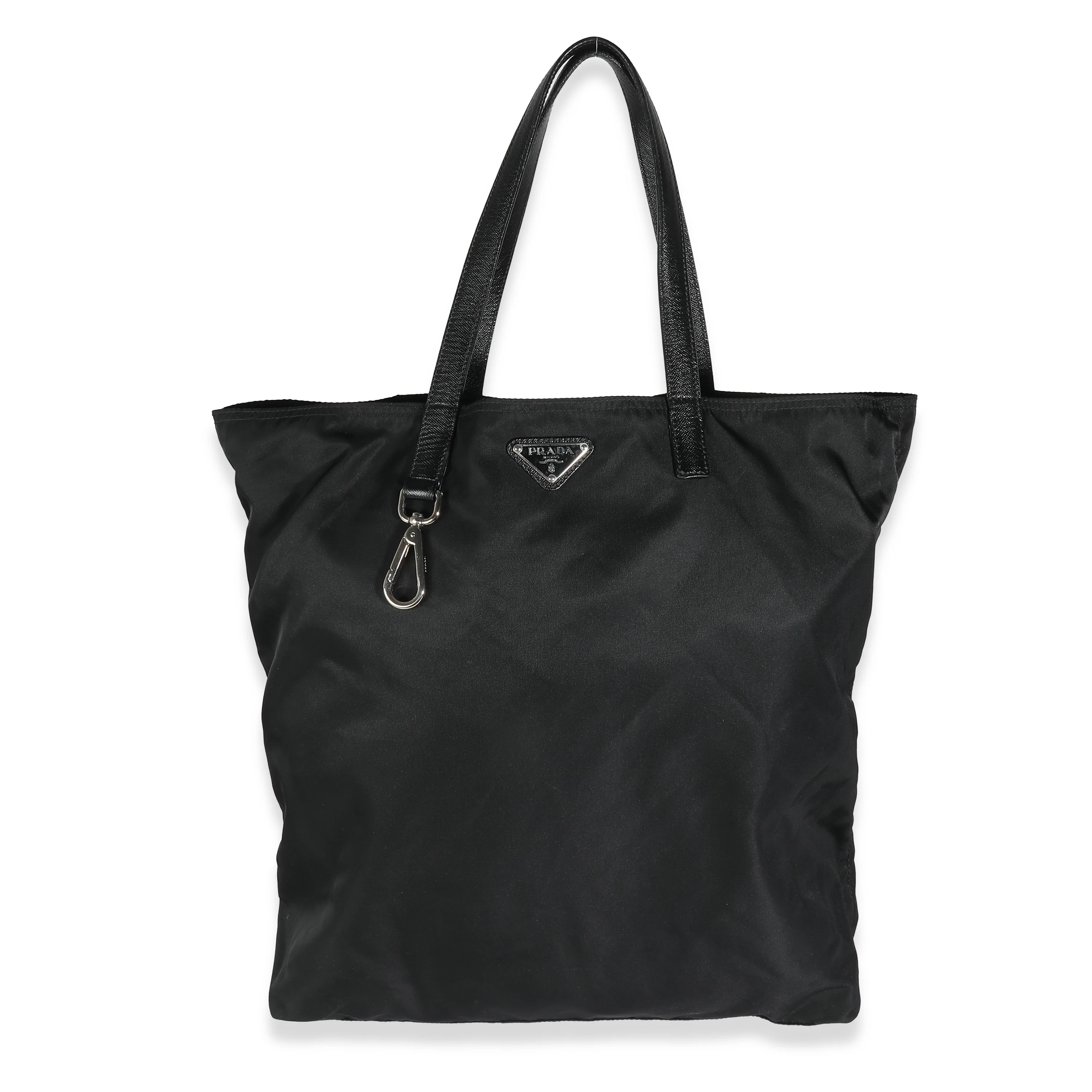 Black Nylon Logo Shopper Tote