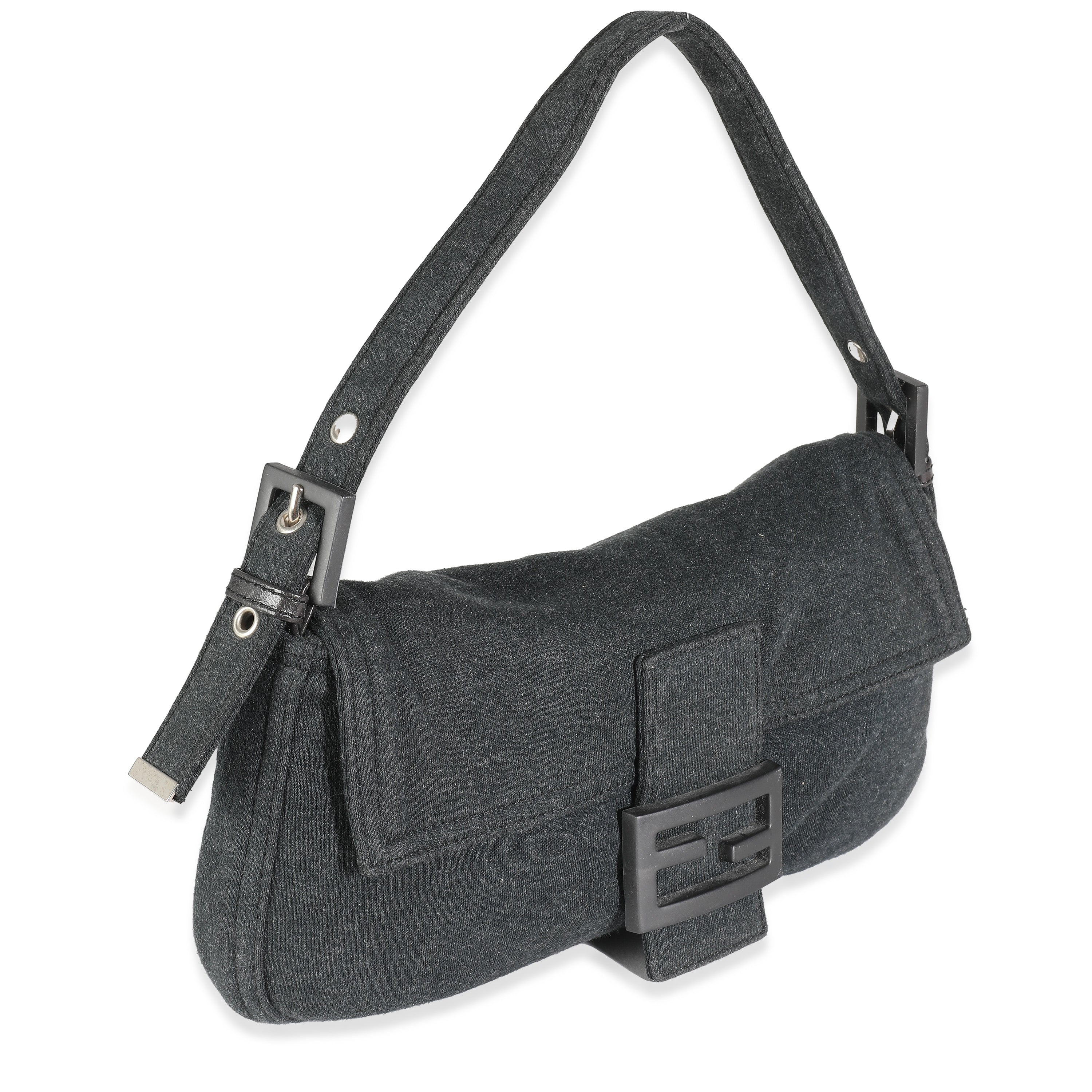 Grey Jersey Medium Baguette Bag - Image 3