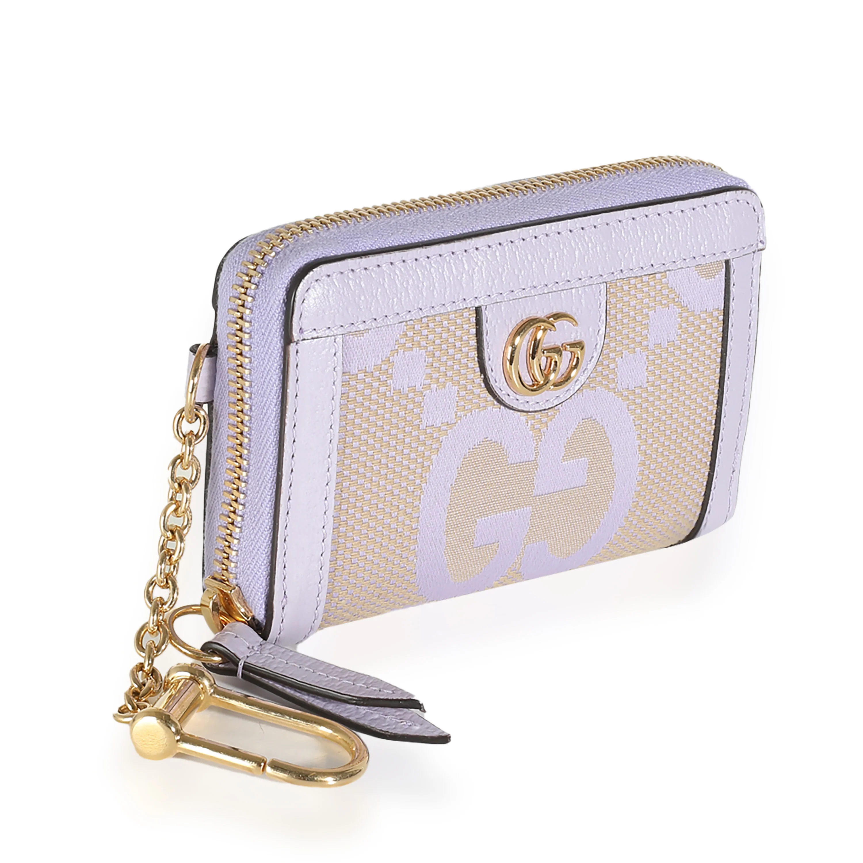 Purple Beige Jumbo GG Canvas Ophidia Key Card Case - Image 2