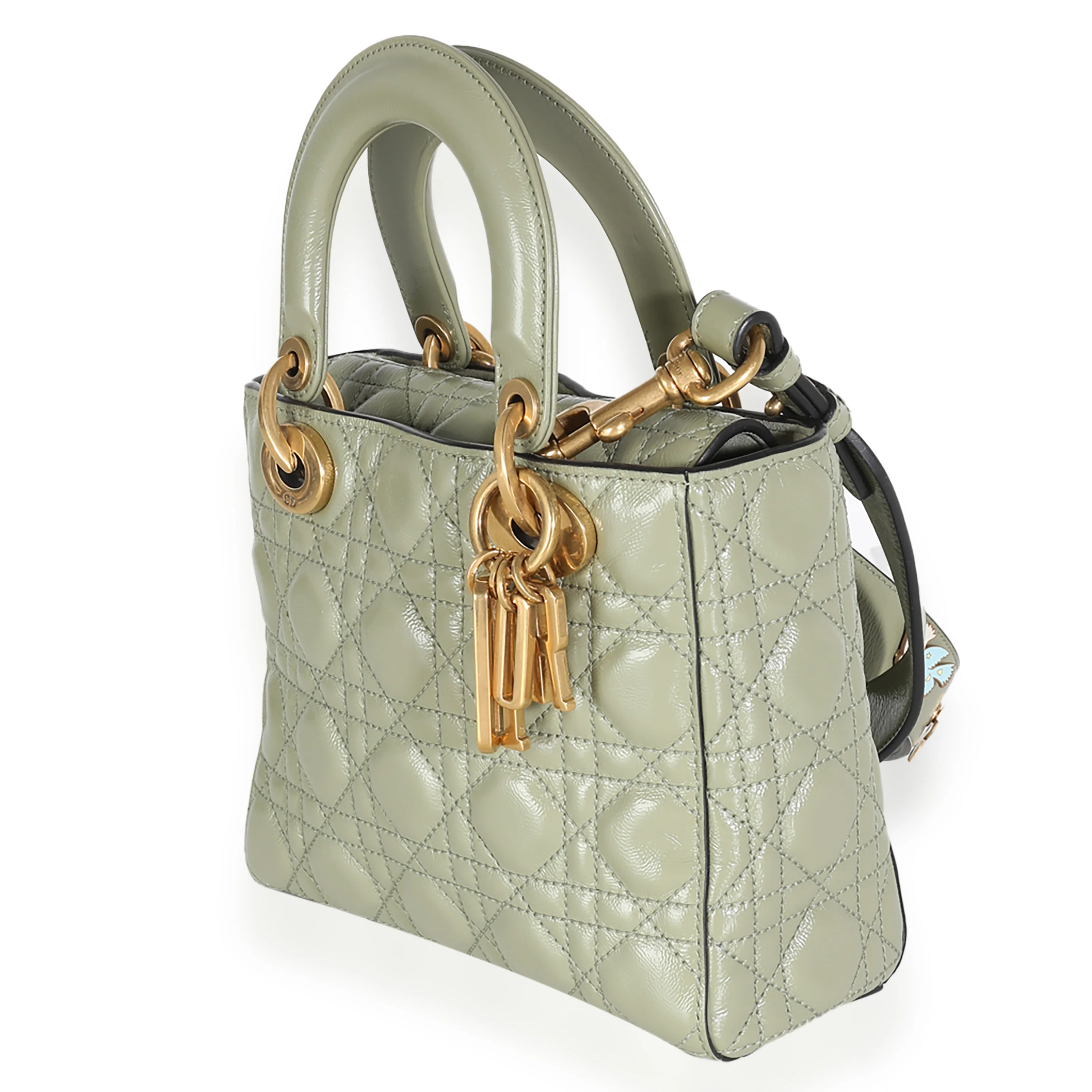 Green Crinkled Patent Cannage Lucky Badges My Lady Dior Bag - Image 2