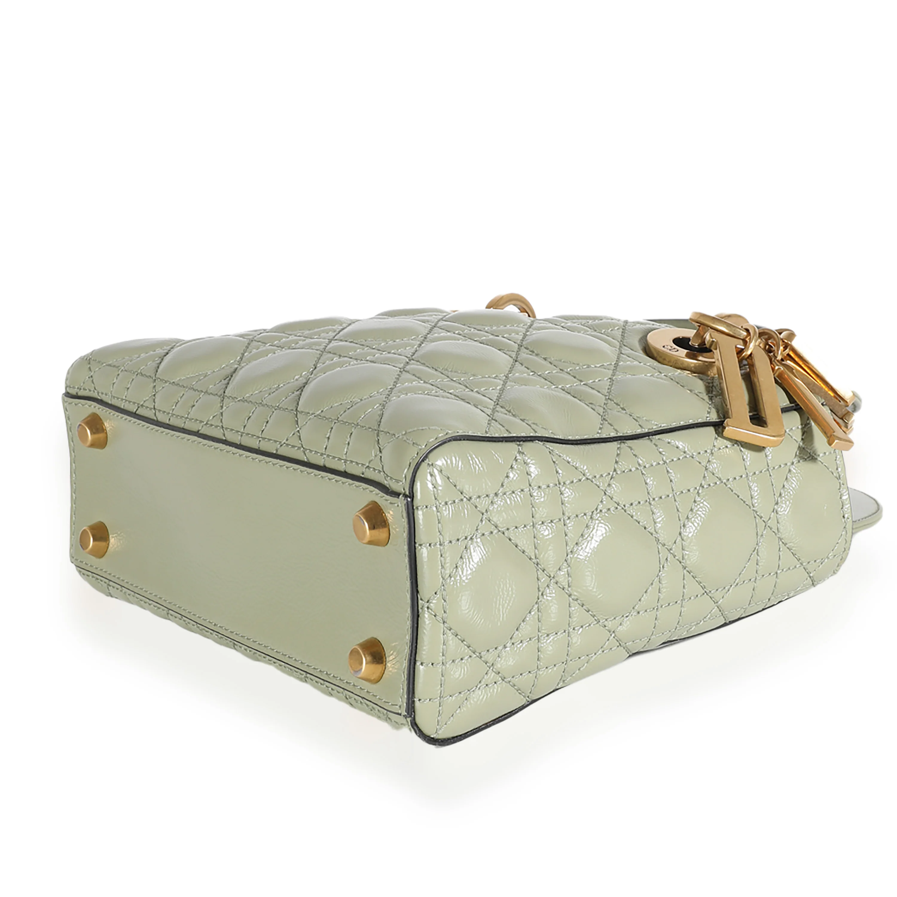 Green Crinkled Patent Cannage Lucky Badges My Lady Dior Bag - Image 7