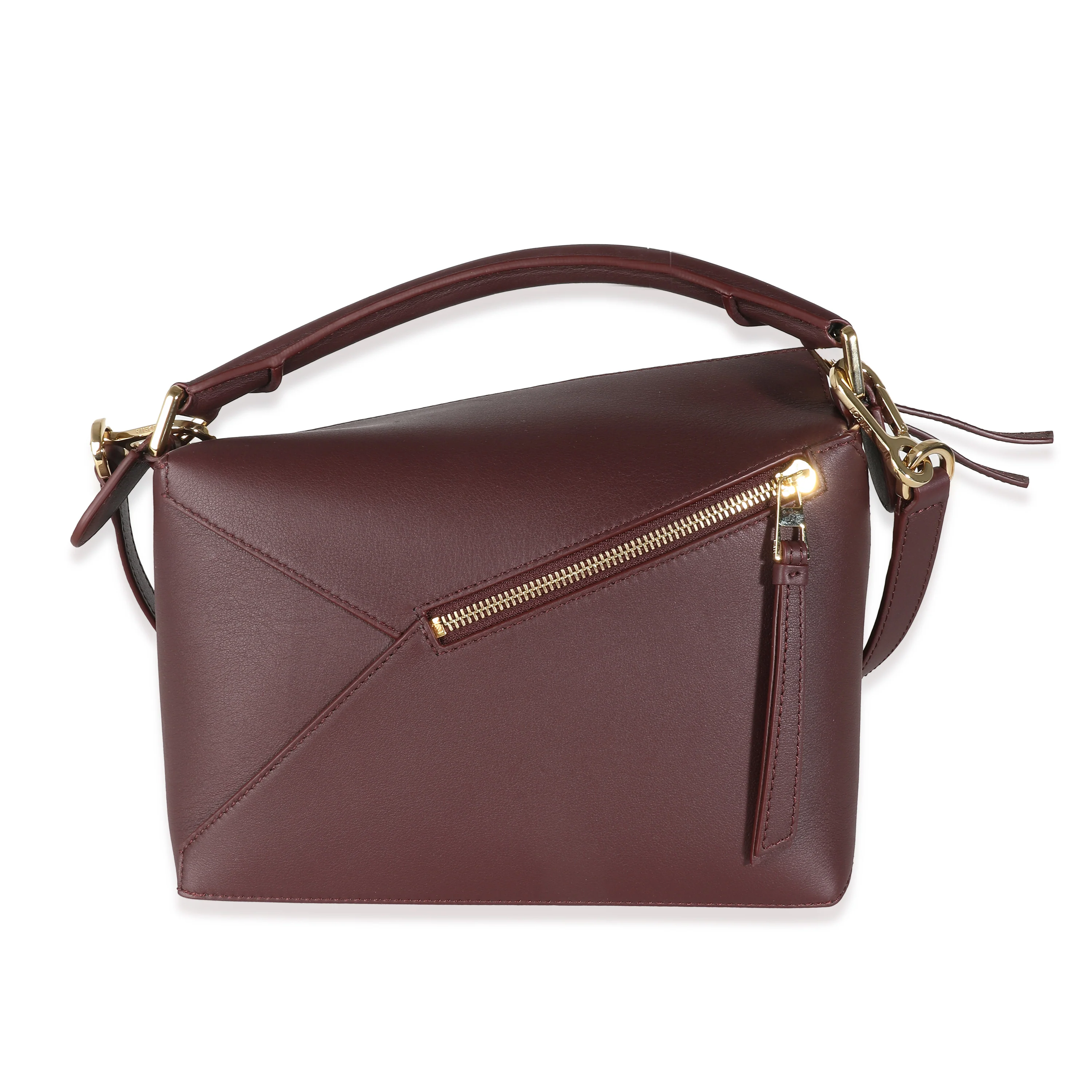 Dark Burgundy Soft Grained Calfskin Small Puzzle Edge Bag - Image 4