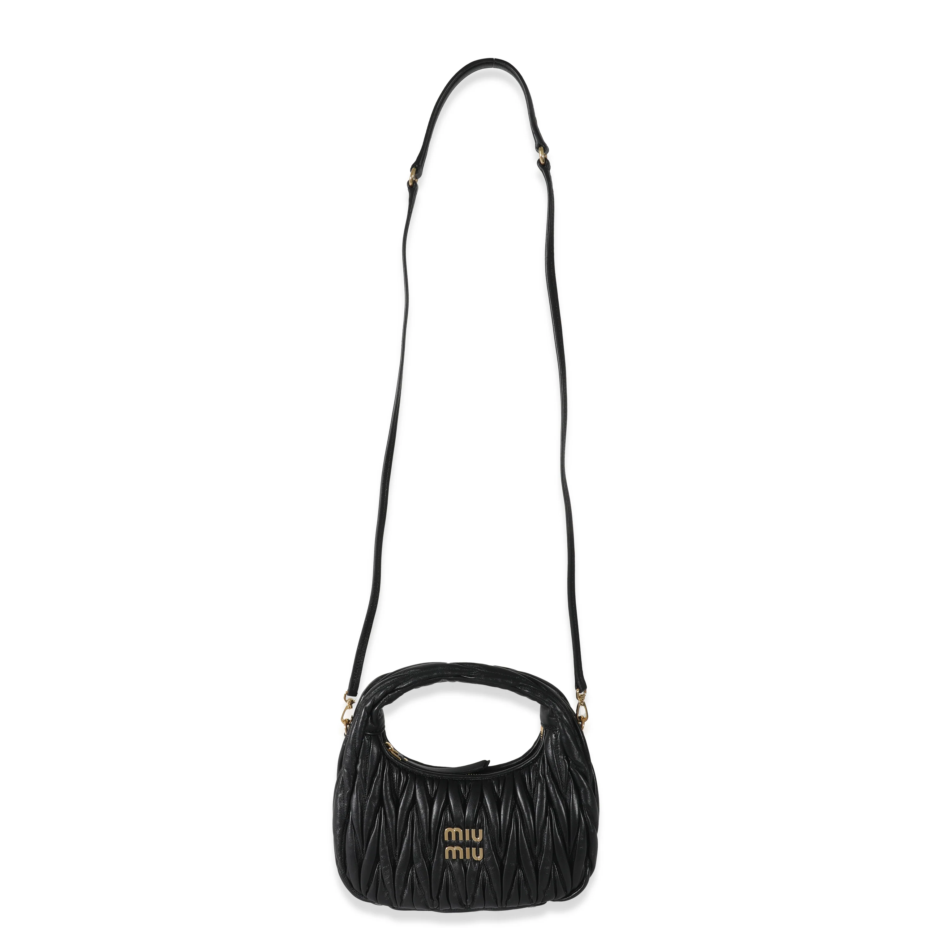 Black Nappa Matelasse Wander Hobo - Image 4