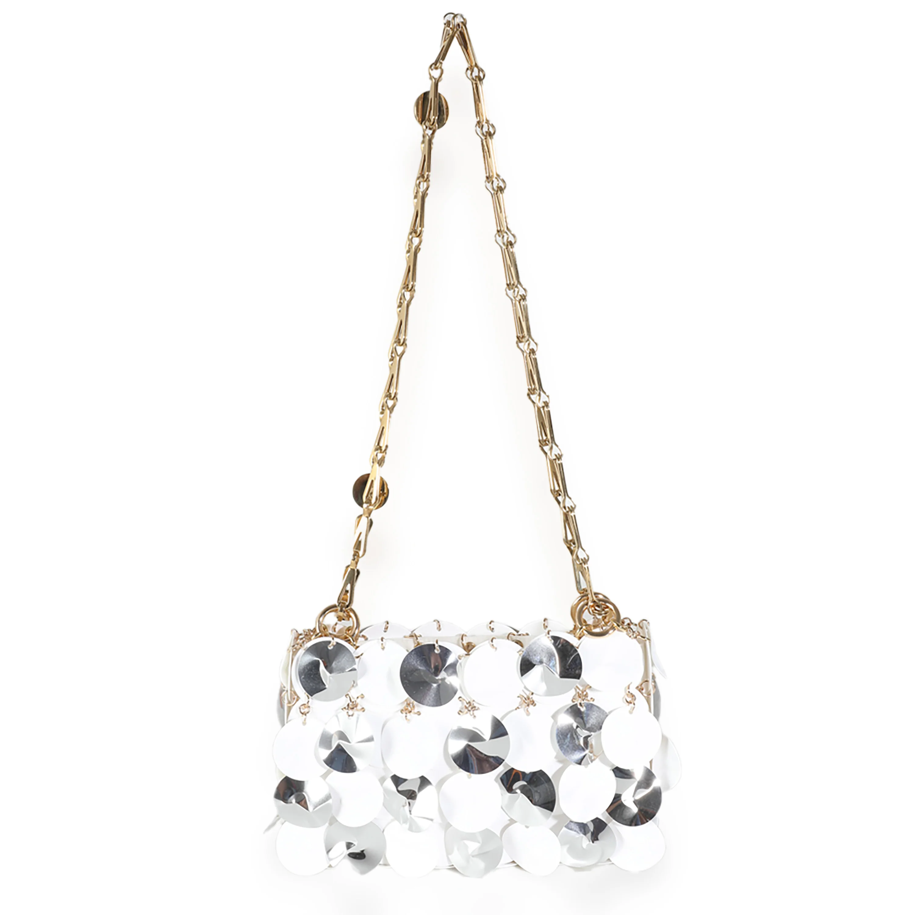 White Silver Cracked Bilics Mix Chain Bag - Image 3