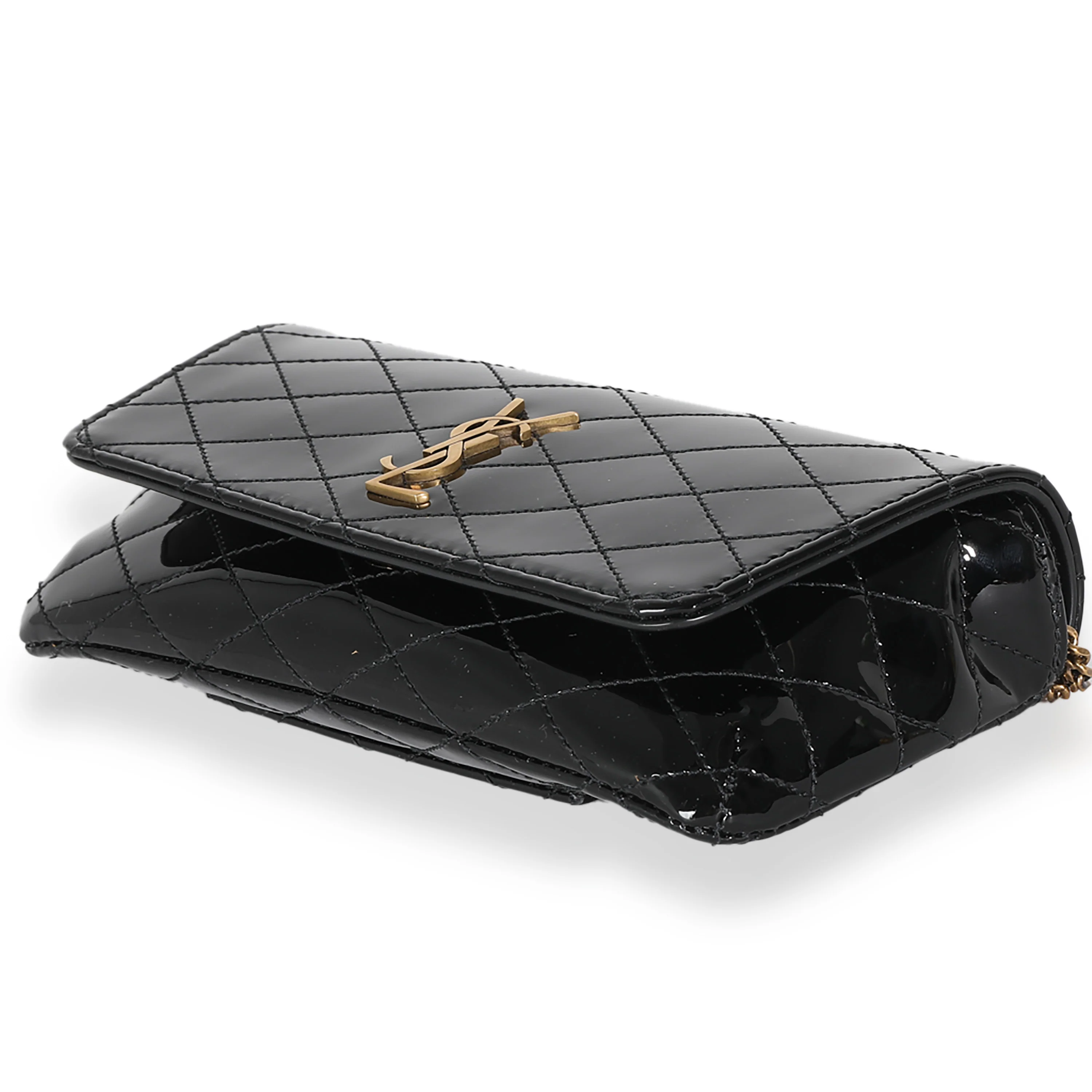 Black Patent Gaby Chain Phone Holder - Image 7