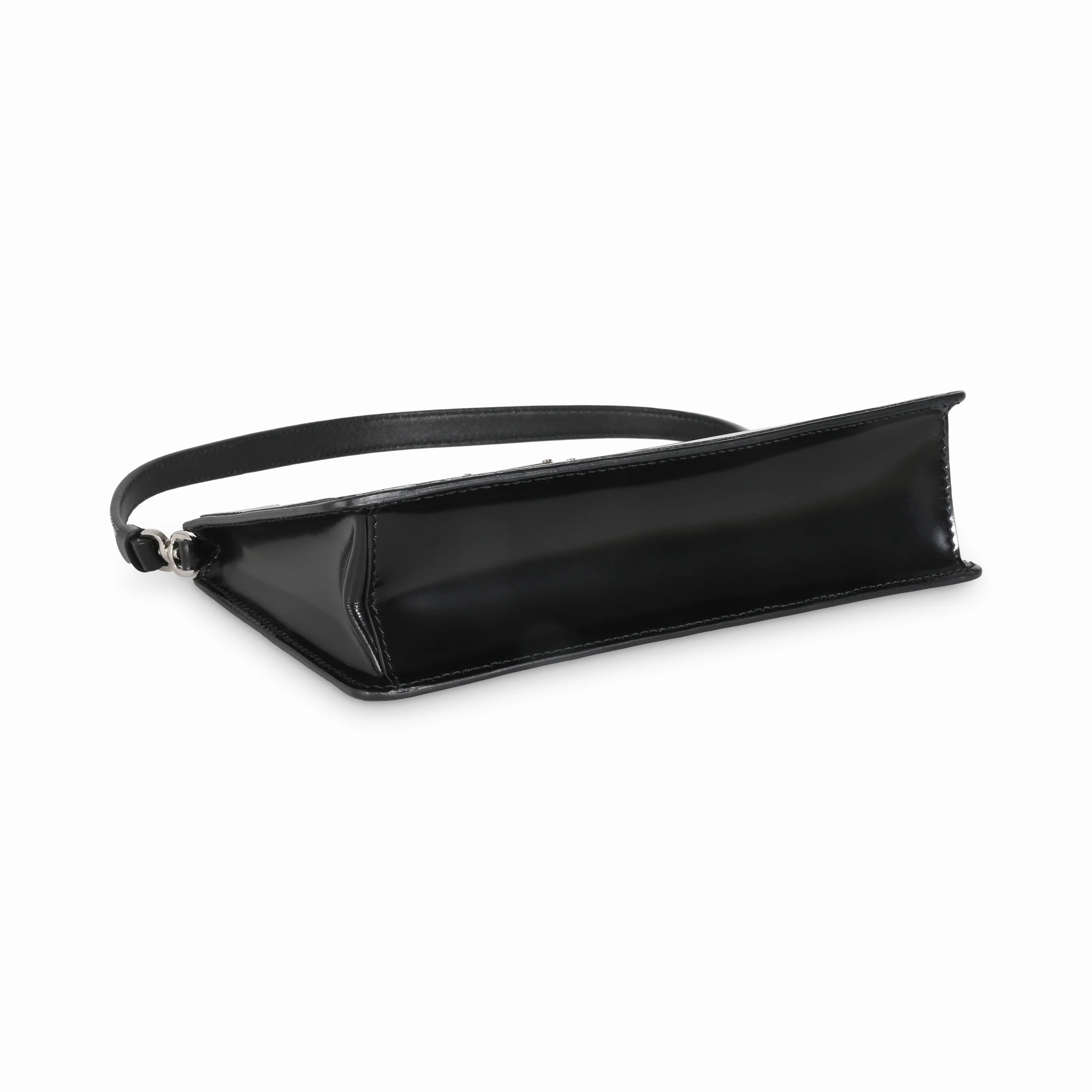 Black Brushed Calfskin Silver Triangle Mini Bag - Image 6