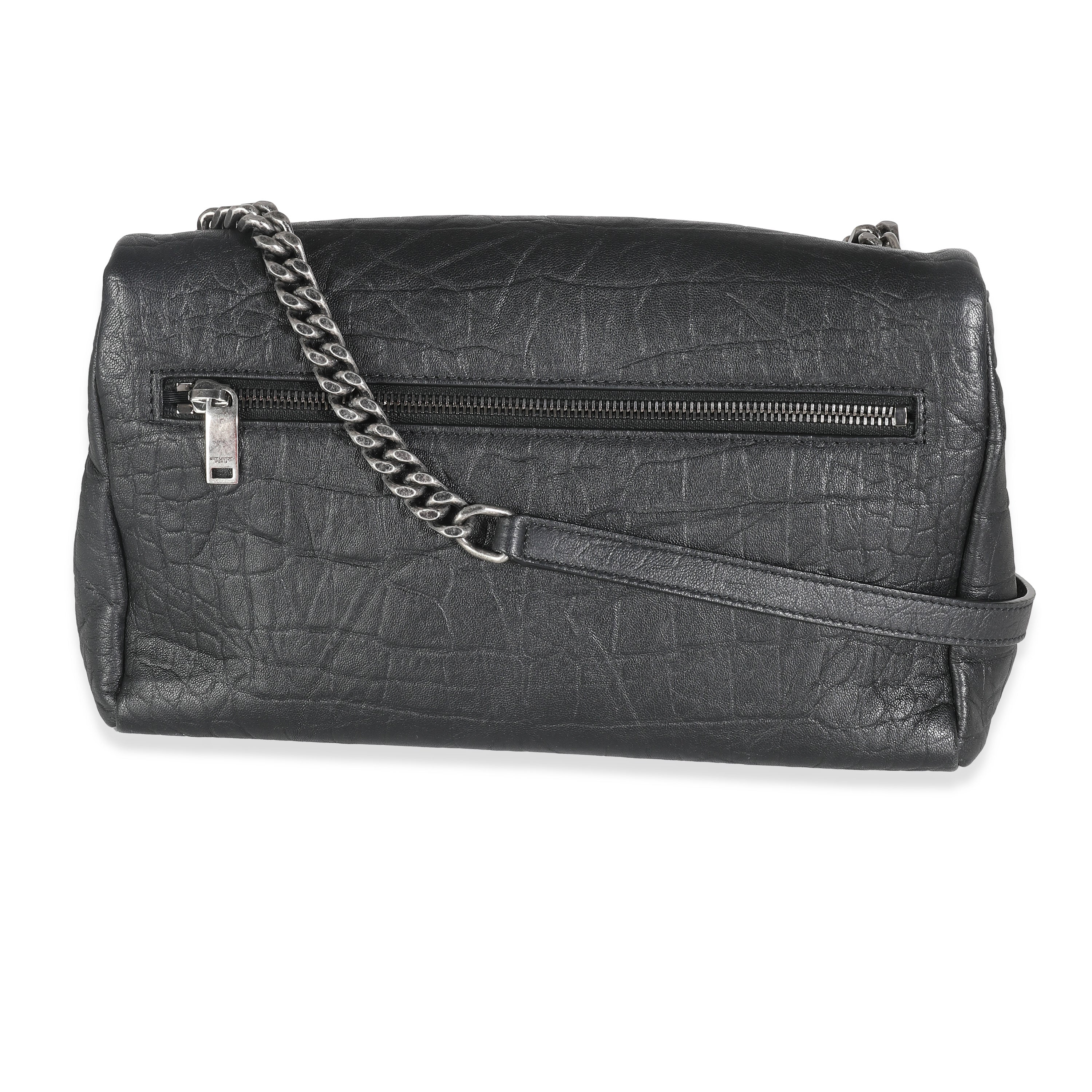 Black Calfskin Croc Embossed Medium West Hollywood Flap Bag - Image 4