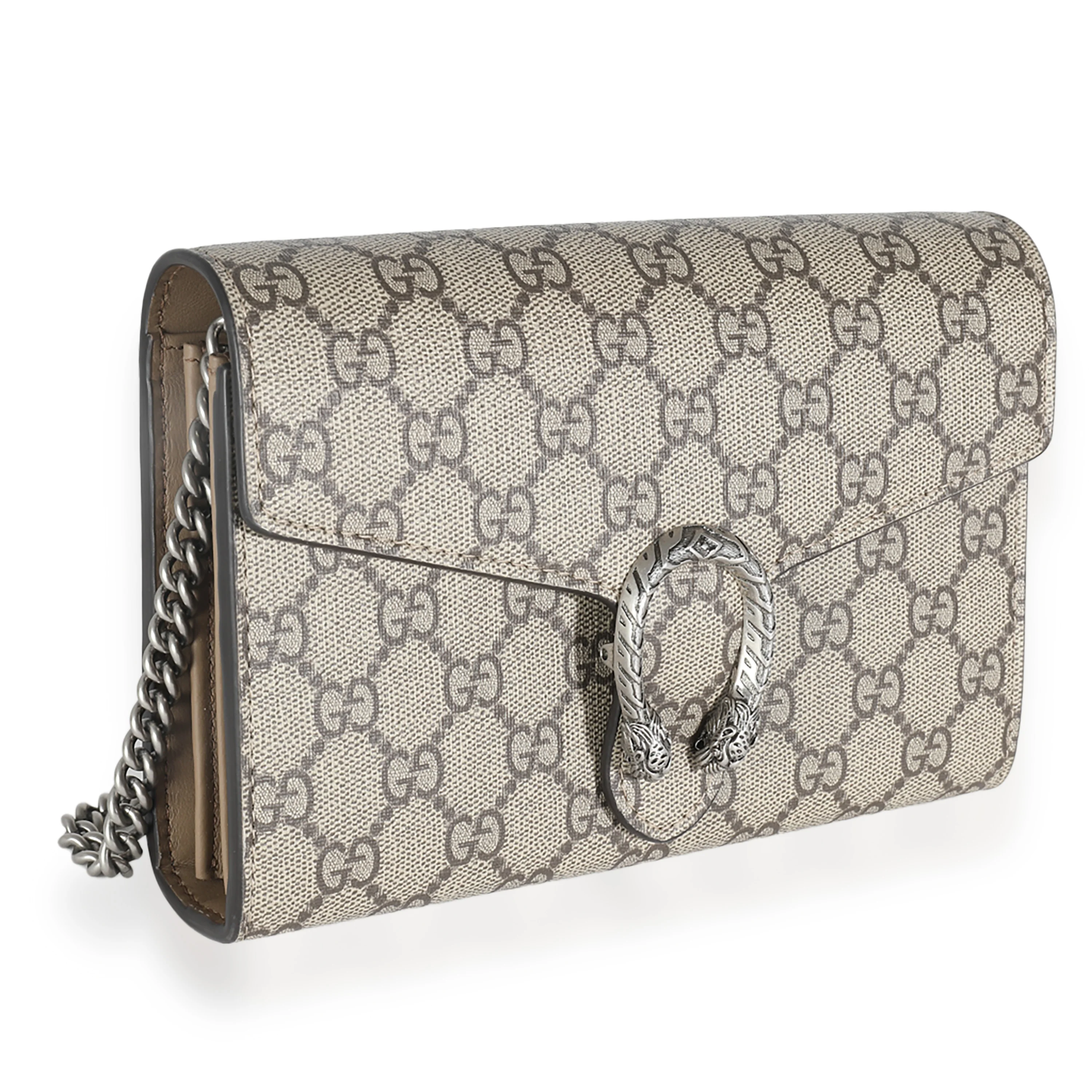 Beige GG Supreme Canvas Dionysus Chain Wallet - Image 3