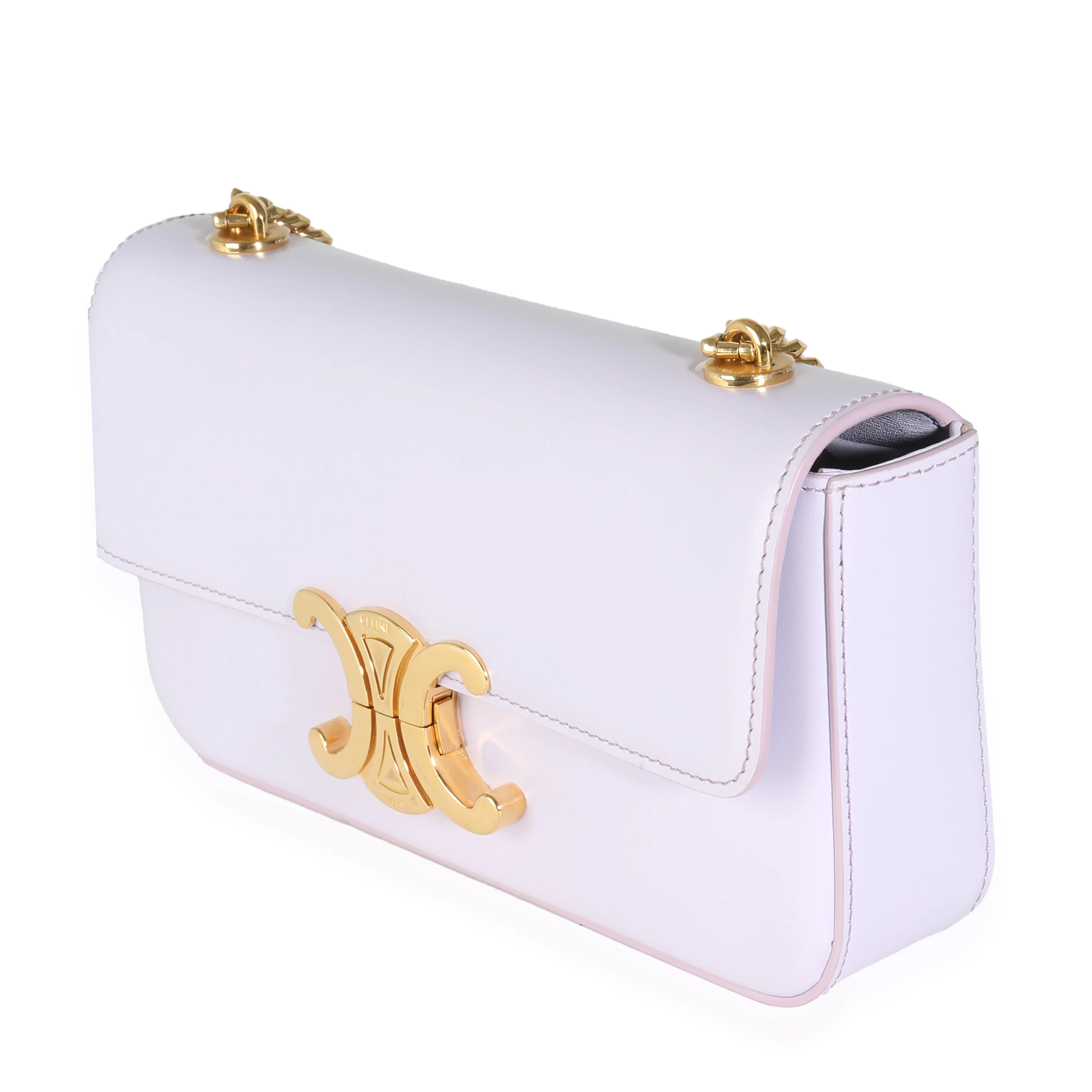 Light Lavender Shiny Calfskin Triomphe Chain Bag - Image 2