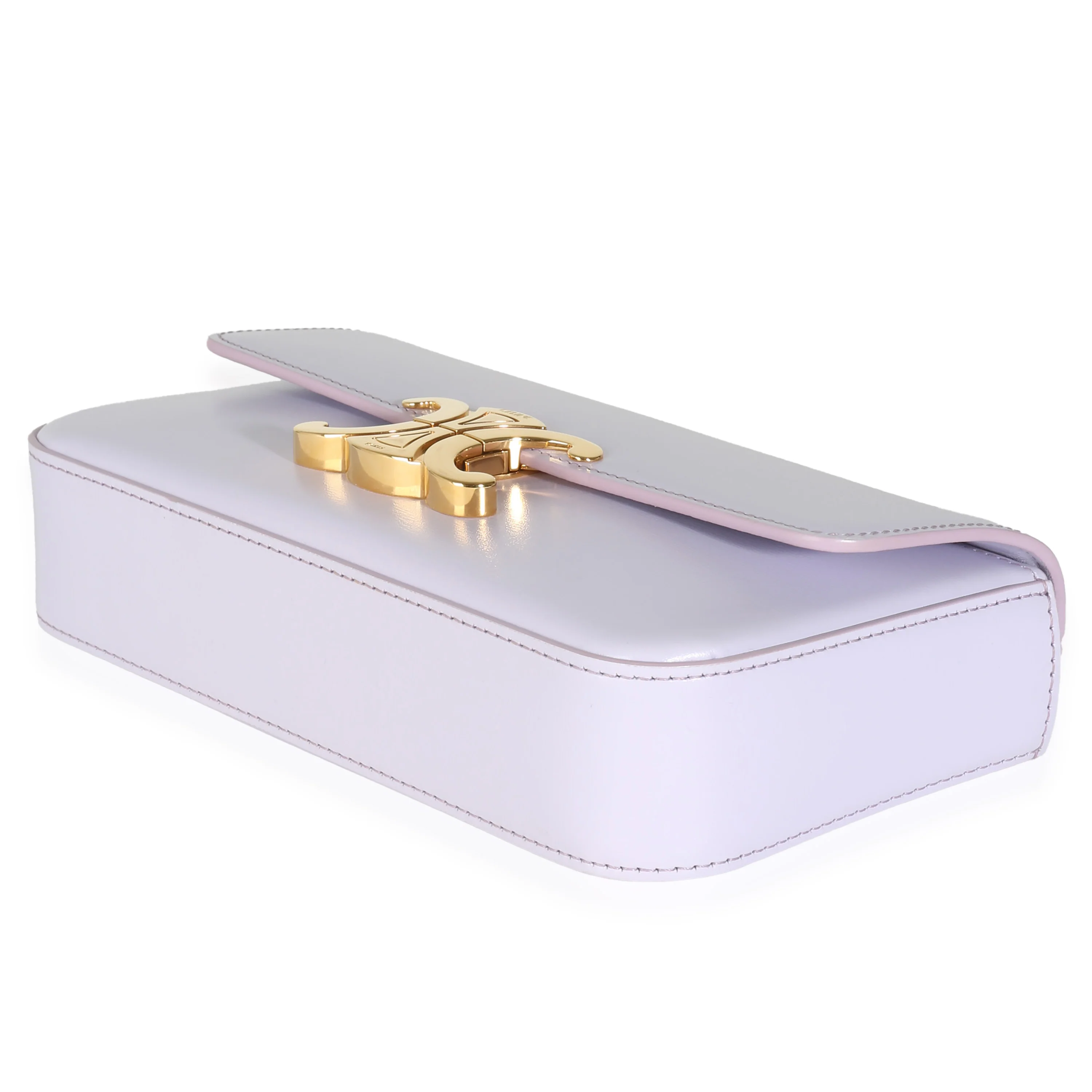 Light Lavender Shiny Calfskin Triomphe Chain Bag - Image 7