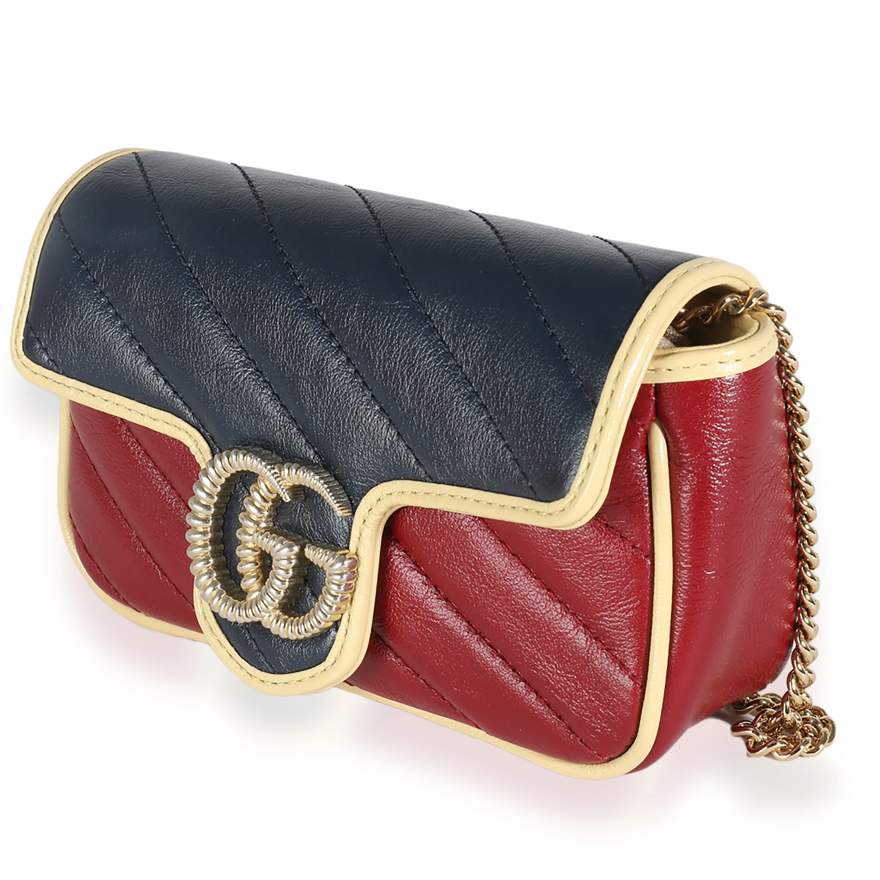 Tricolour Azalea Calfskin Diagonal Super Mini Torchon GG Marmont - Image 2