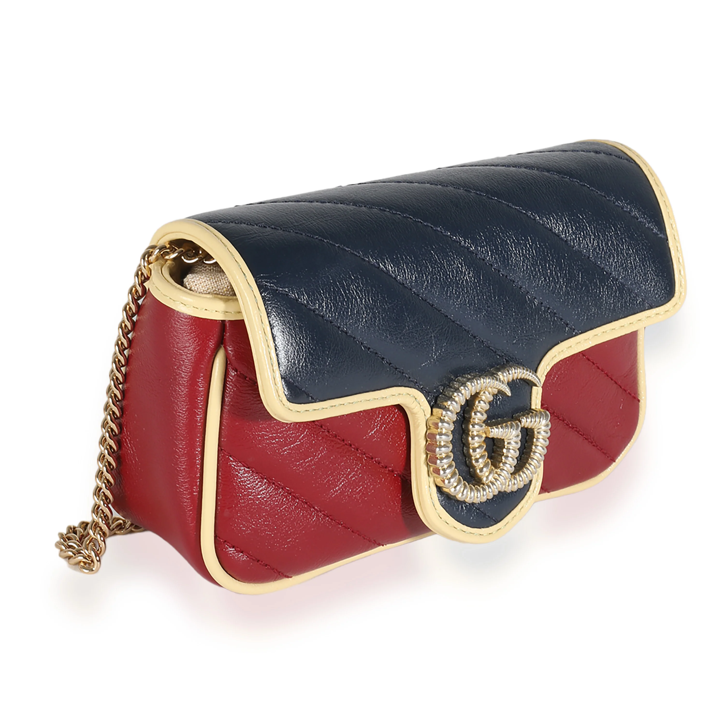 Tricolour Azalea Calfskin Diagonal Super Mini Torchon GG Marmont - Image 3