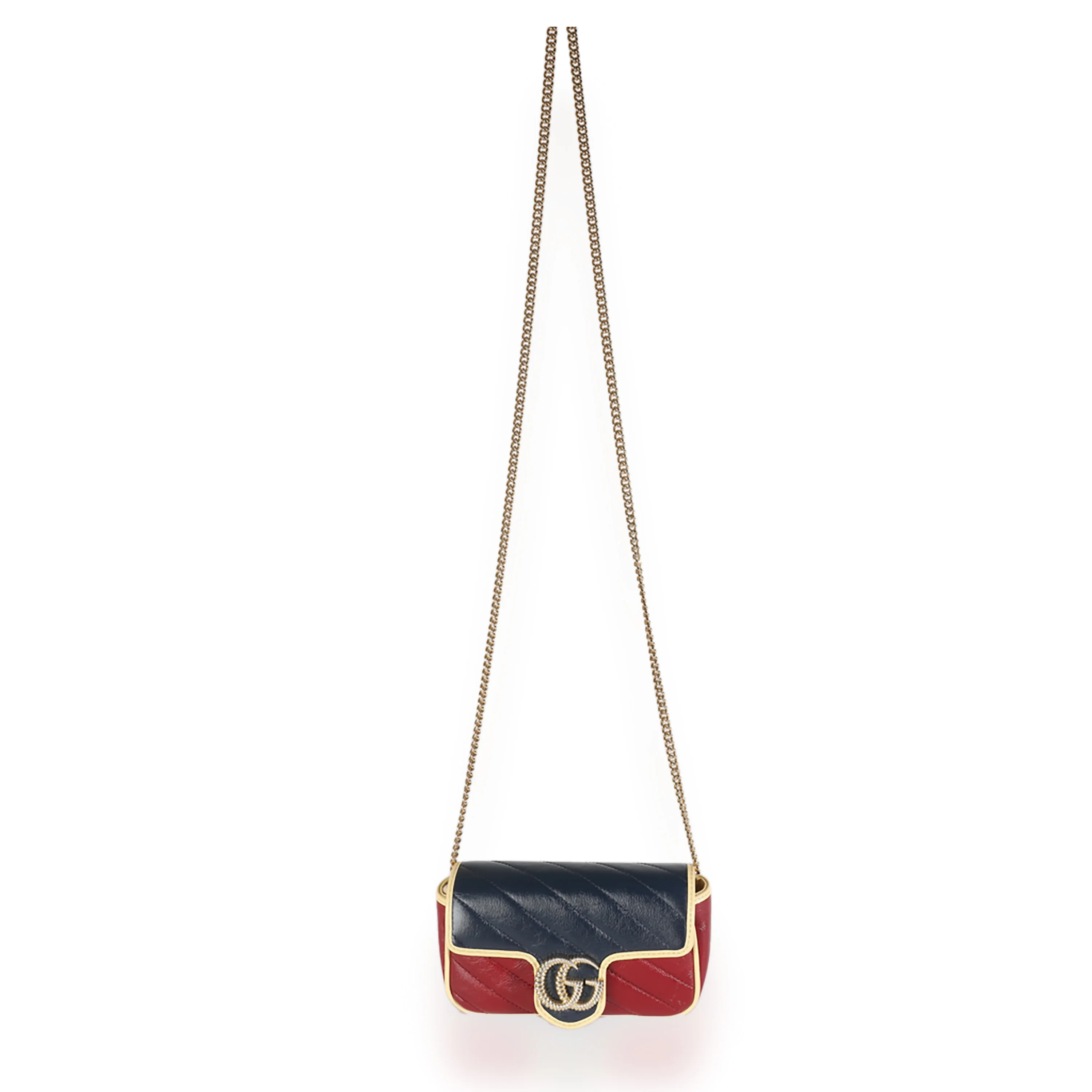 Tricolour Azalea Calfskin Diagonal Super Mini Torchon GG Marmont - Image 8