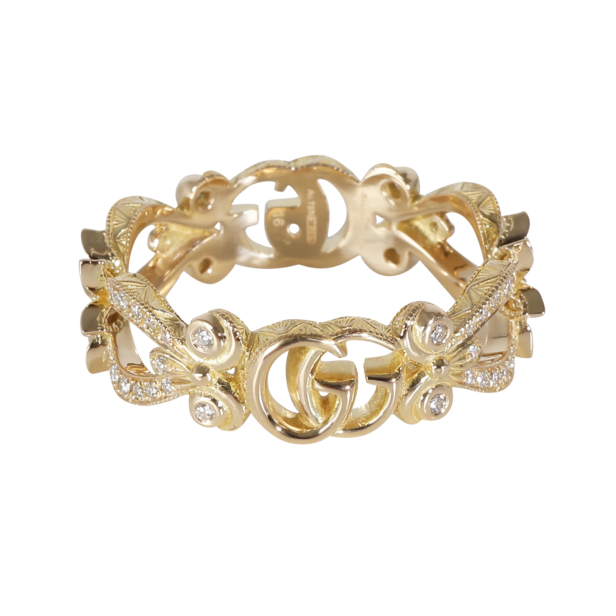 Yellow Gold Diamond Flora GG Ring - Image 3