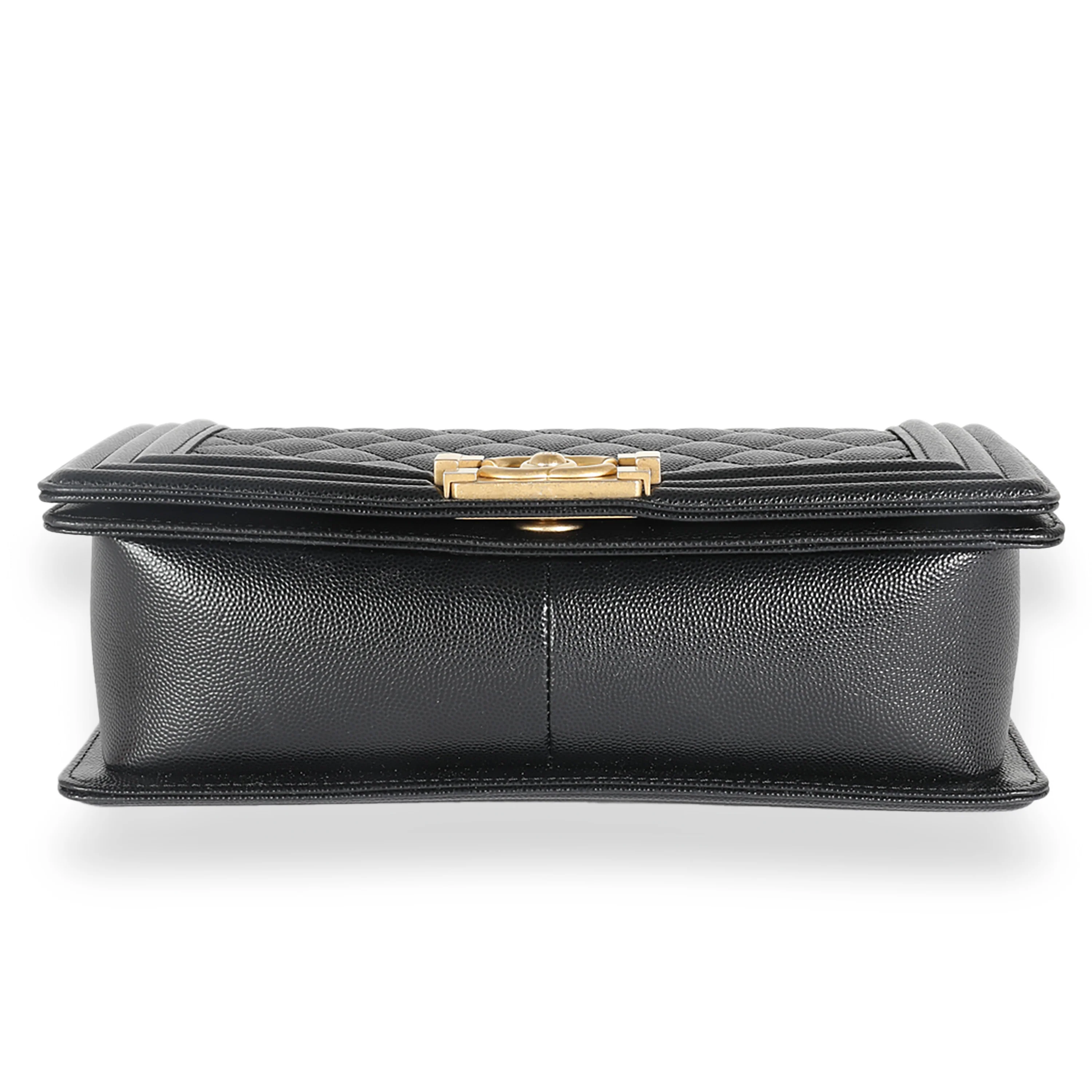 Black Quilted Caviar Medium Boy Handbag - Image 5