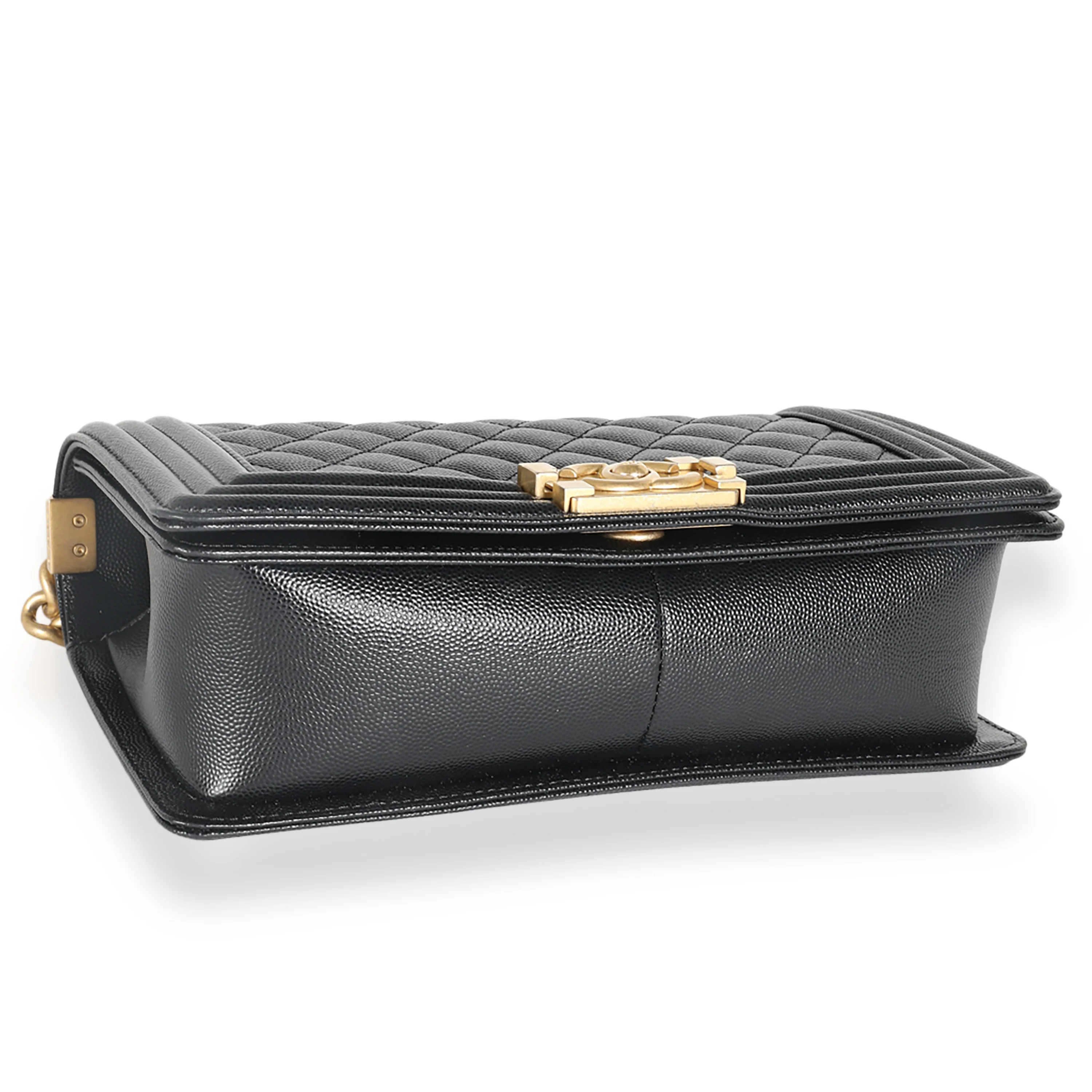 Black Quilted Caviar Medium Boy Handbag - Image 6