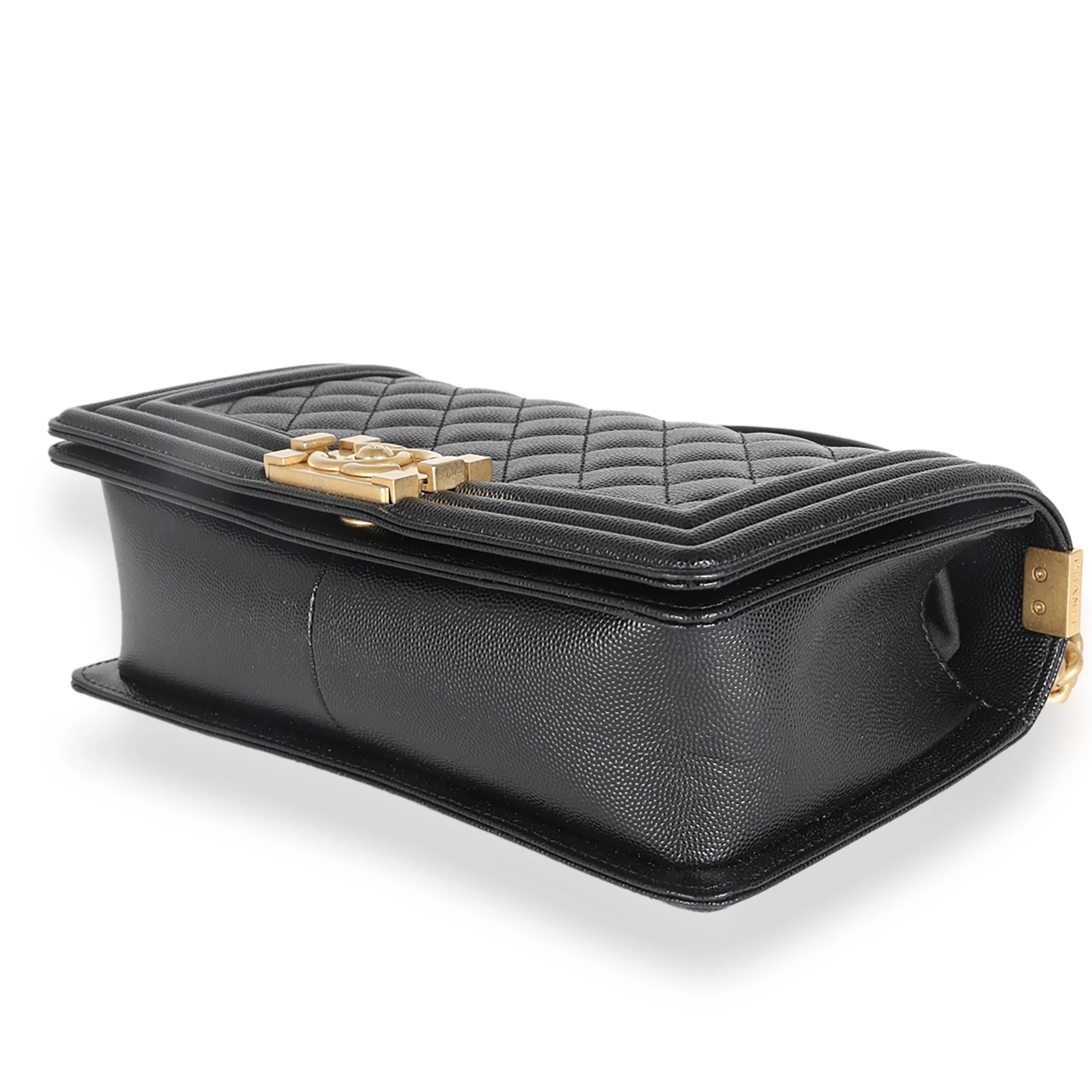 Black Quilted Caviar Medium Boy Handbag - Image 7