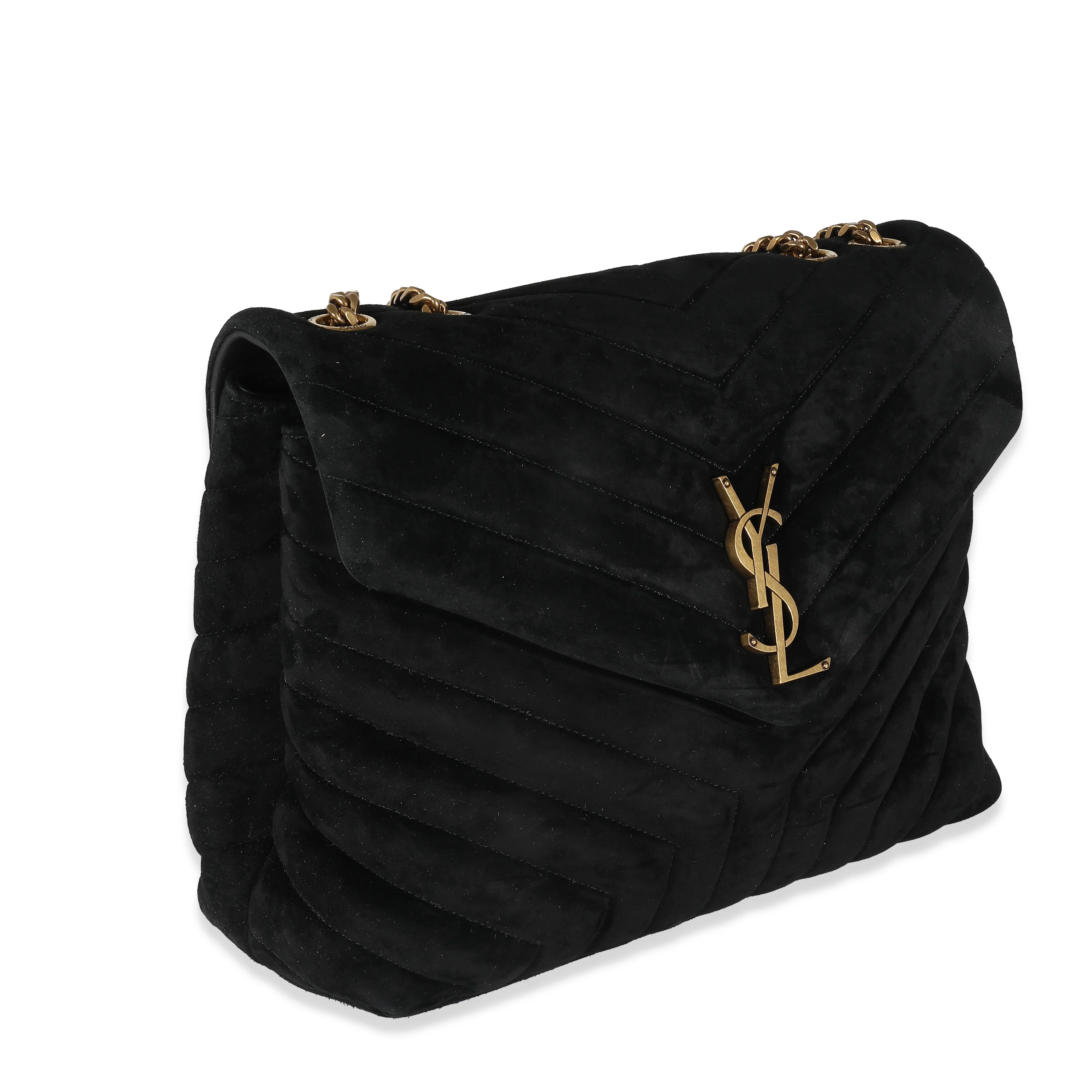 Black Quilted Suede Medium Loulou Bag - Image 3