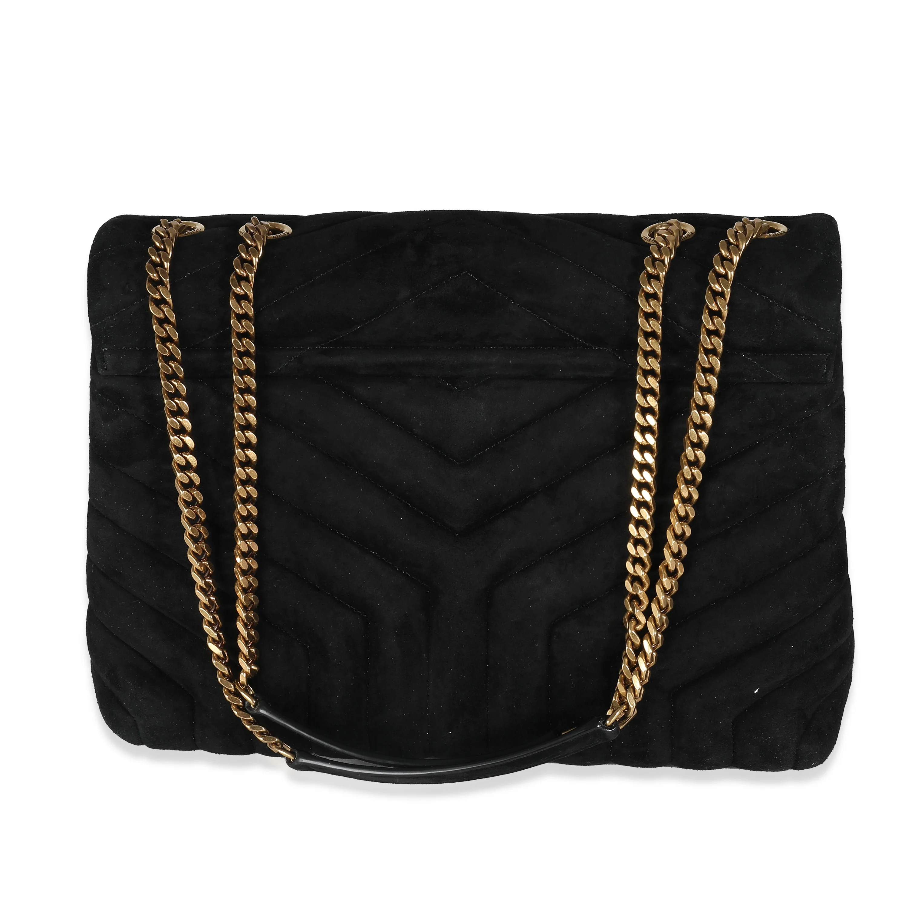 Black Quilted Suede Medium Loulou Bag - Image 4