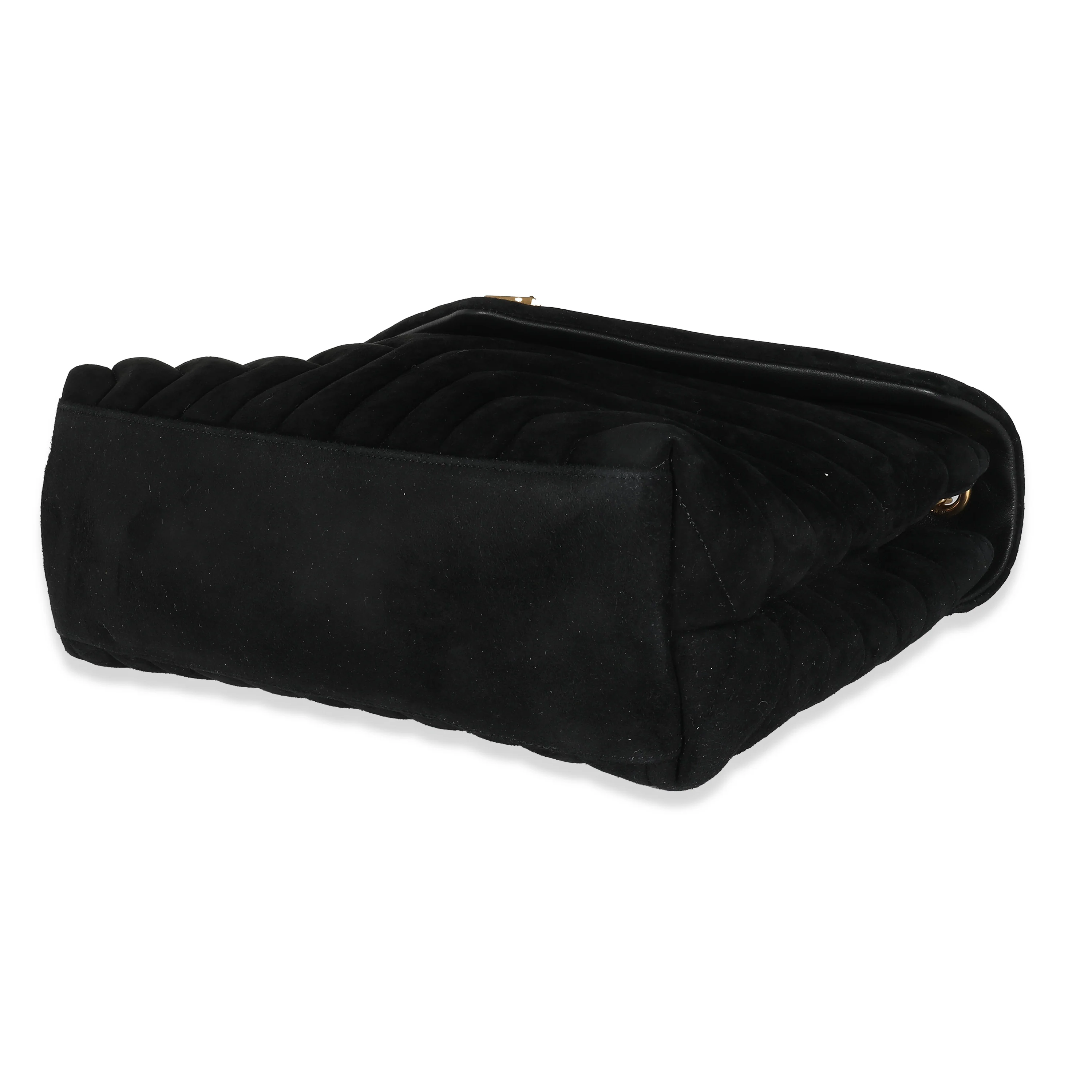 Black Quilted Suede Medium Loulou Bag - Image 7
