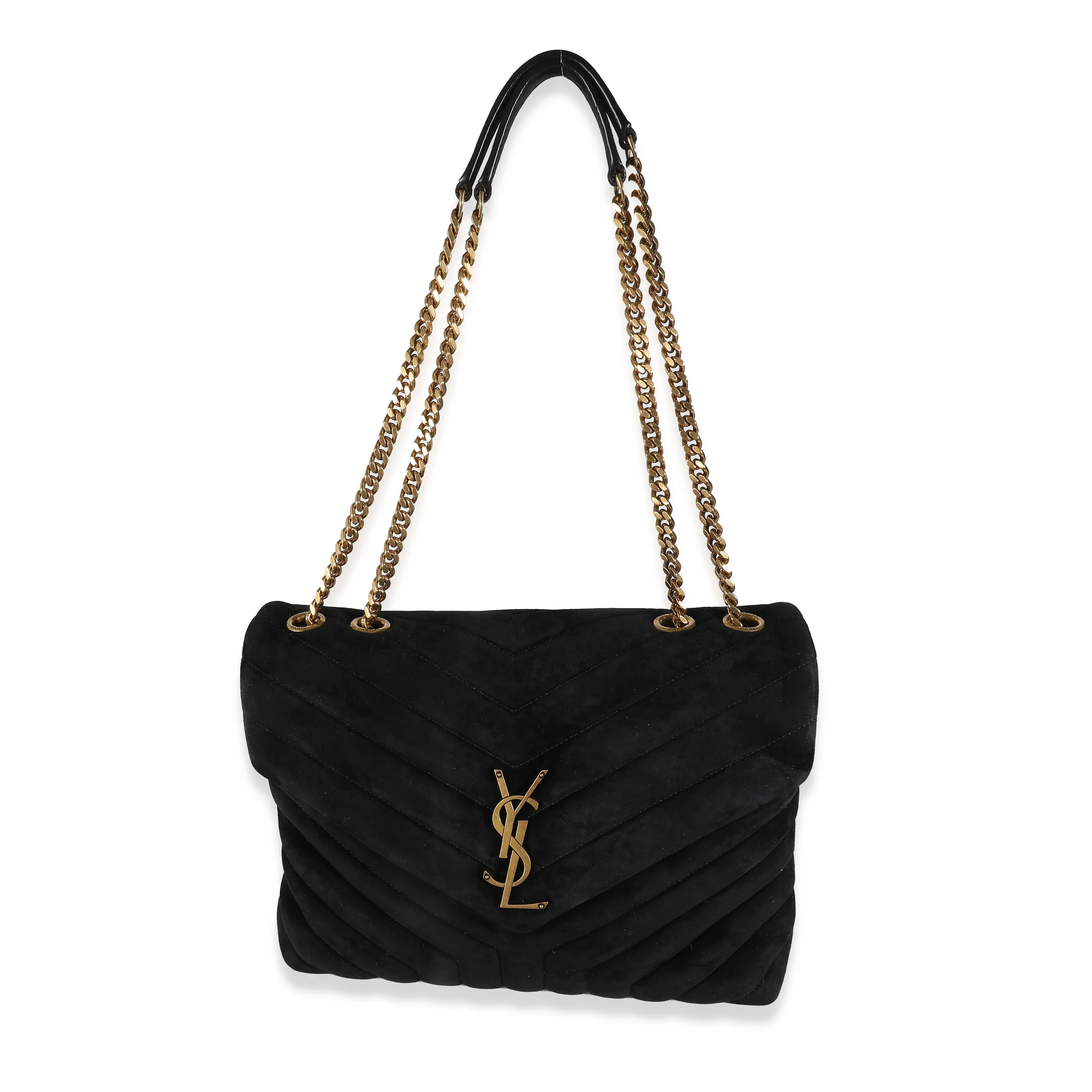Black Quilted Suede Medium Loulou Bag - Image 8