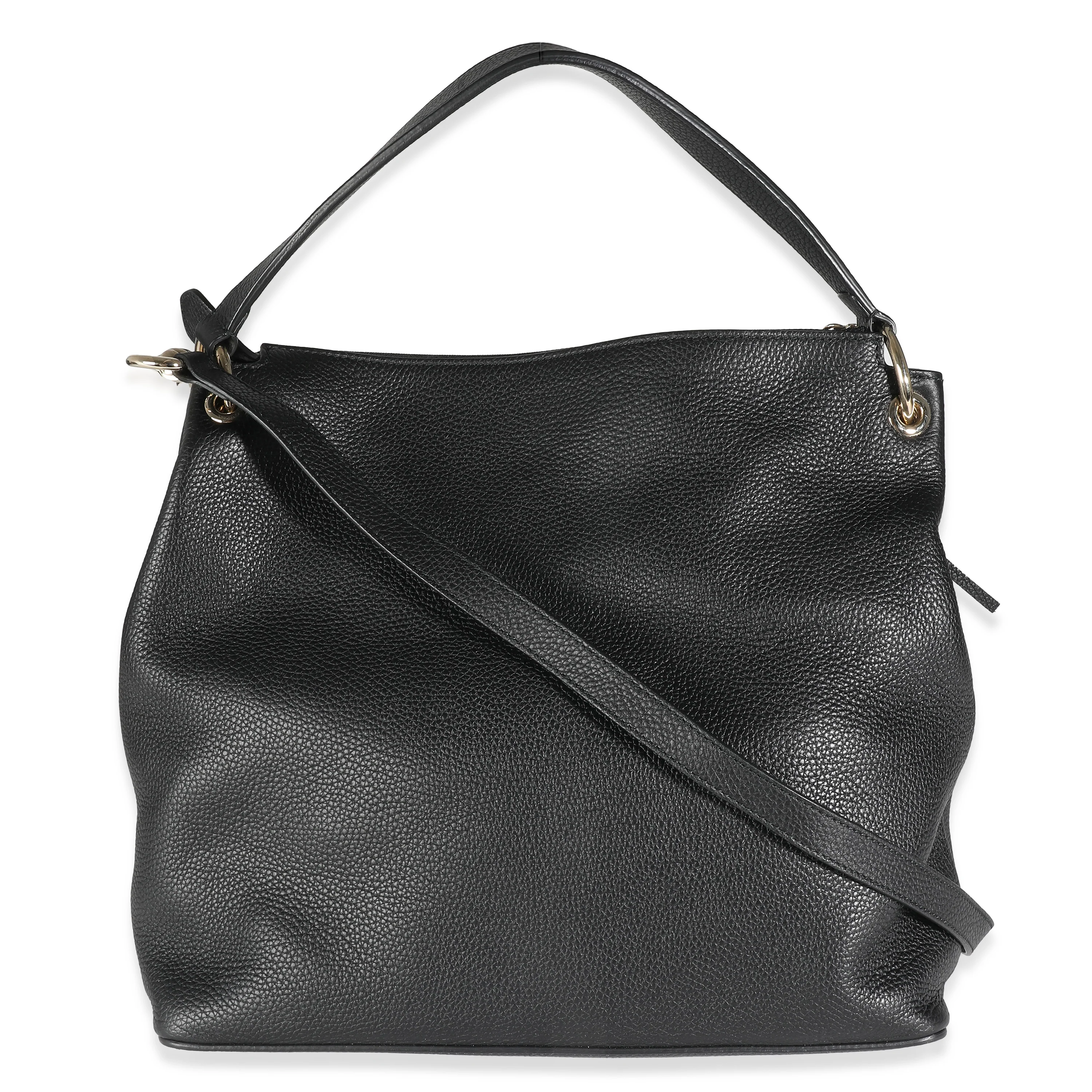 Black Pebbled Calfskin Large Soho Convertible Tote - Image 4