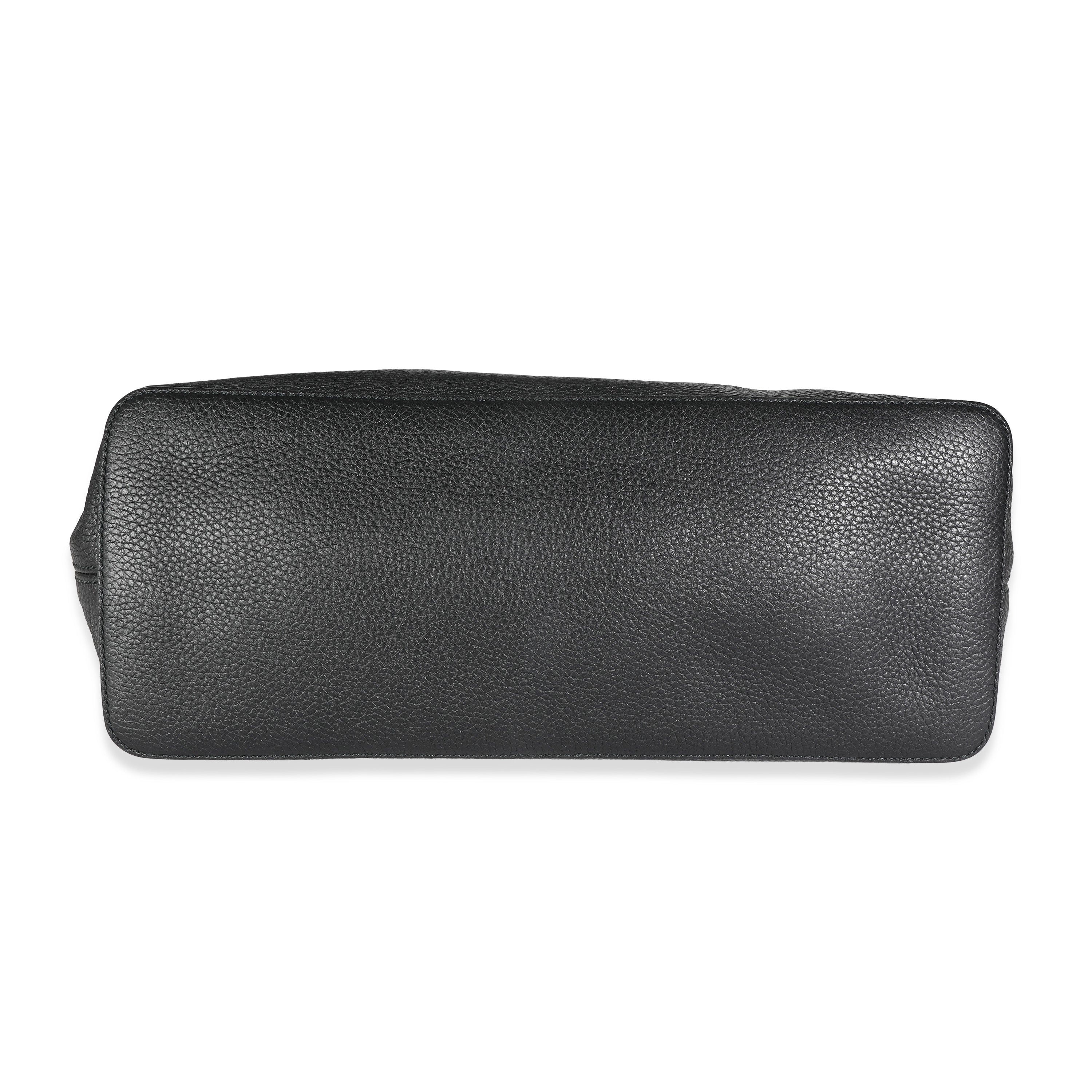 Black Pebbled Calfskin Large Soho Convertible Tote - Image 5