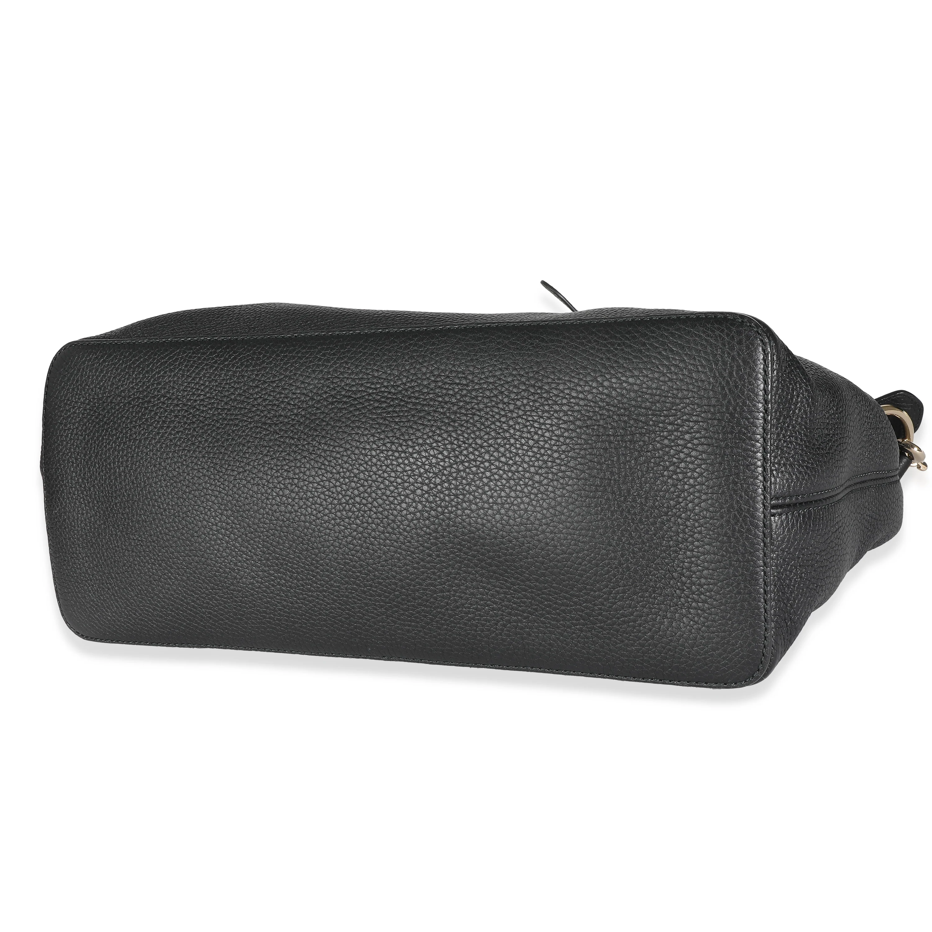 Black Pebbled Calfskin Large Soho Convertible Tote - Image 7