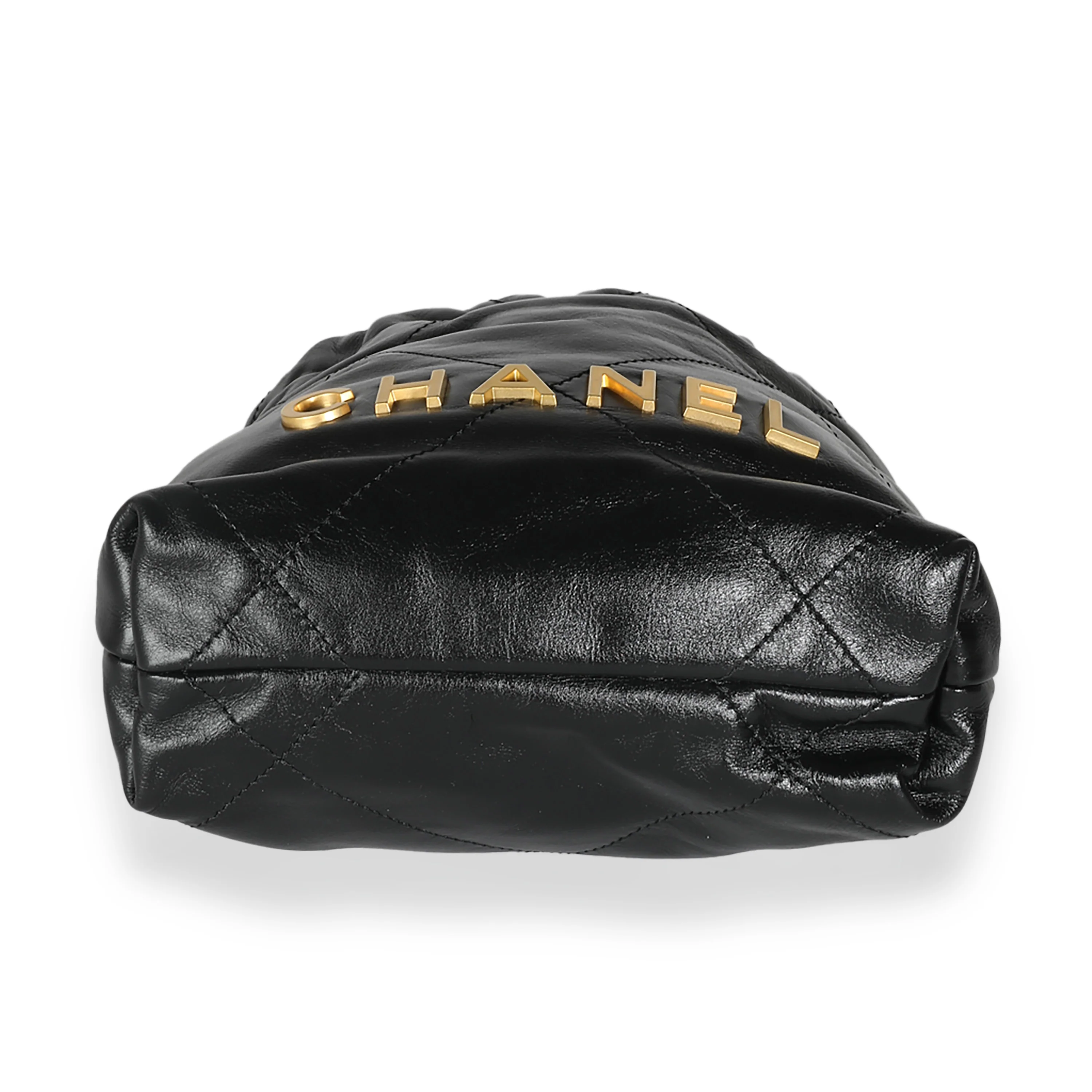 Black Shiny Quilted Calfskin Mini Chanel 22 - Image 5