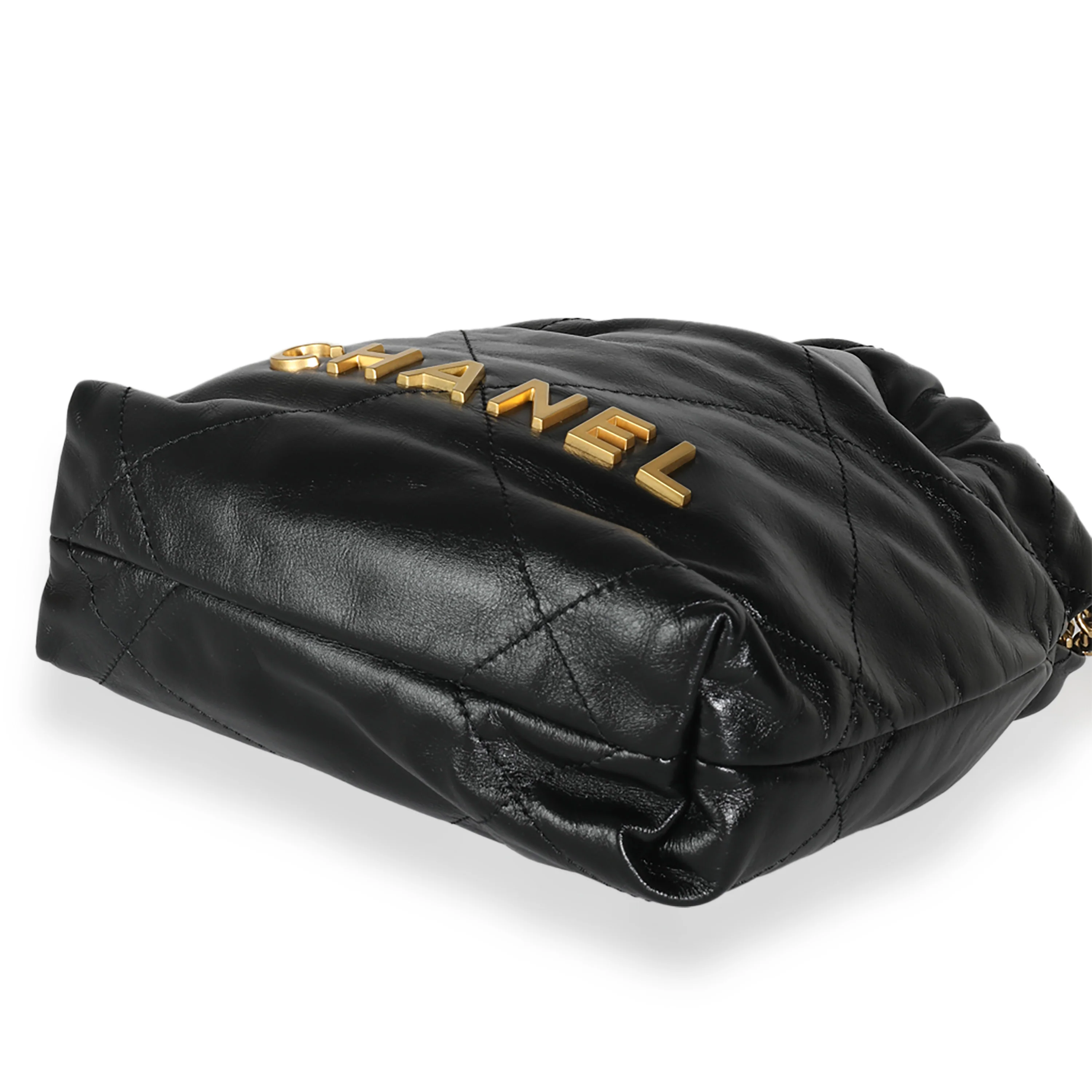 Black Shiny Quilted Calfskin Mini Chanel 22 - Image 7
