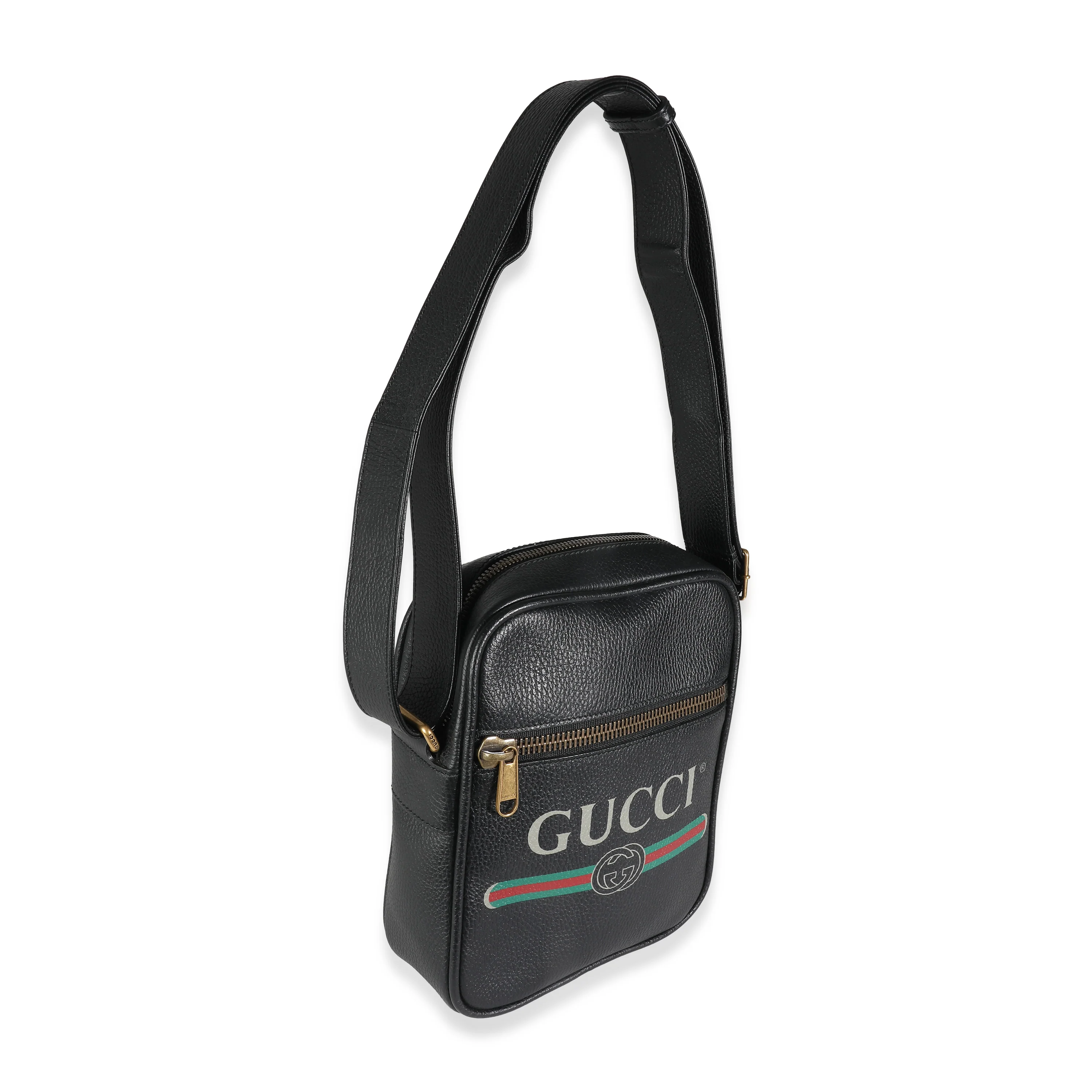 Black Pebbled Calfskin Vintage Logo Messenger - Image 2