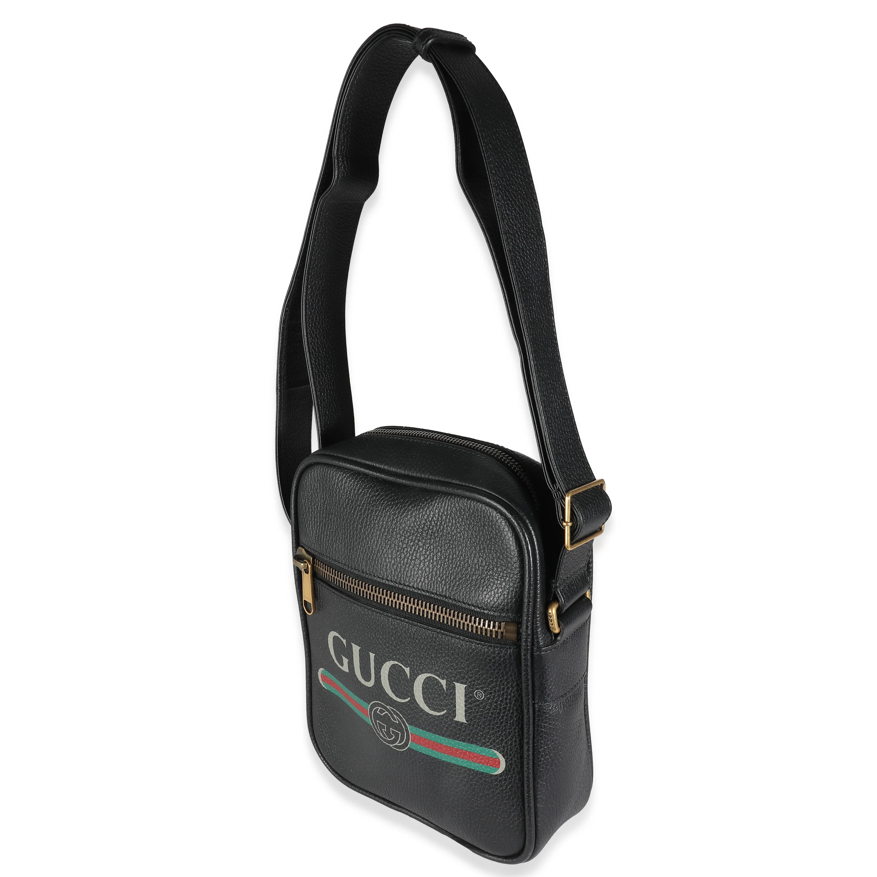 Black Pebbled Calfskin Vintage Logo Messenger - Image 3